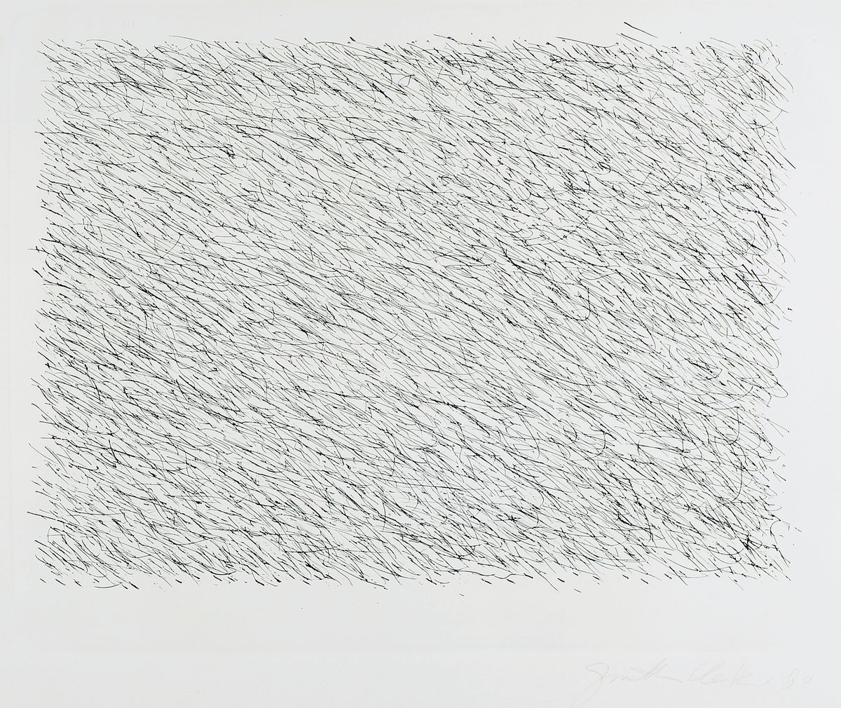 Günter Uecker, geb. 1930, Ohne Titel (Scribble), Lithographie von 1980, gedruckt bei Erker-Presse St. Gallen, handsigniert und dat., ca. ...