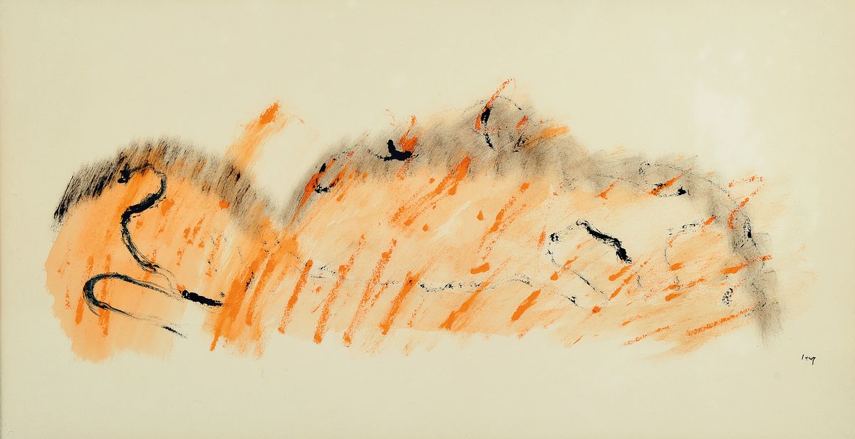 Henri Michaux ,1899-1984, Aquarell und Acryl auf Papier, unten rechts handsigniert, aus dem Jahr 1978, Provenienz Galerie Pudelko (verso mit Etikett, ...