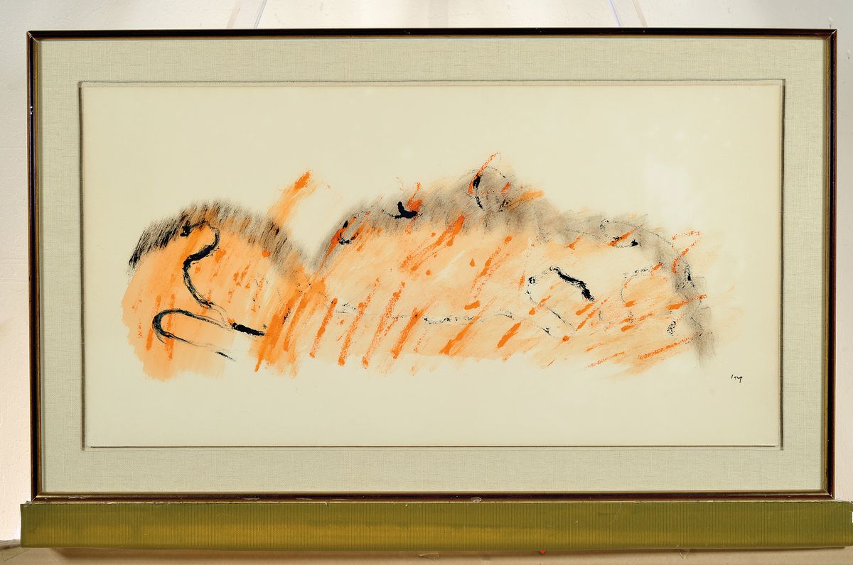 Detail k: Henri Michaux ,1899-1984, Aquarell und Acryl auf Papier, unten rechts handsigniert, aus dem Jahr 1978, Provenienz Galerie Pudelko (verso mit Etikett, ...