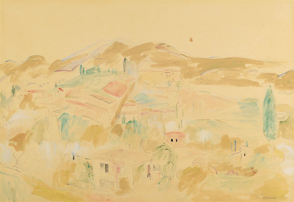 Hans Purrmann, 1880 Speyer - 1966 Basel, Studium in Karlsruhe, Meisterschüler von Franz von Stuck, hier: italienische Landschaftmeisterliche ...