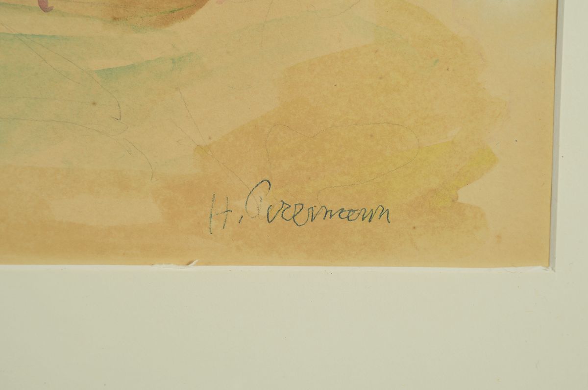 Detail a: Hans Purrmann, 1880 Speyer - 1966 Basel, Studium in Karlsruhe, Meisterschüler von Franz von Stuck, hier: italienische Landschaftmeisterliche ...