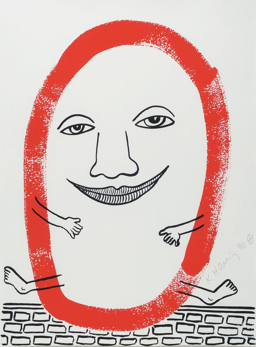 Keith Haring, 1958- 1990, Siebdruck aus Story of RED and BLUE, 1989/90 signiert und num. HC 2/5, Blattgröße 56 x 42cmunter Glas, Rahmen: 73 x 57.5 ...