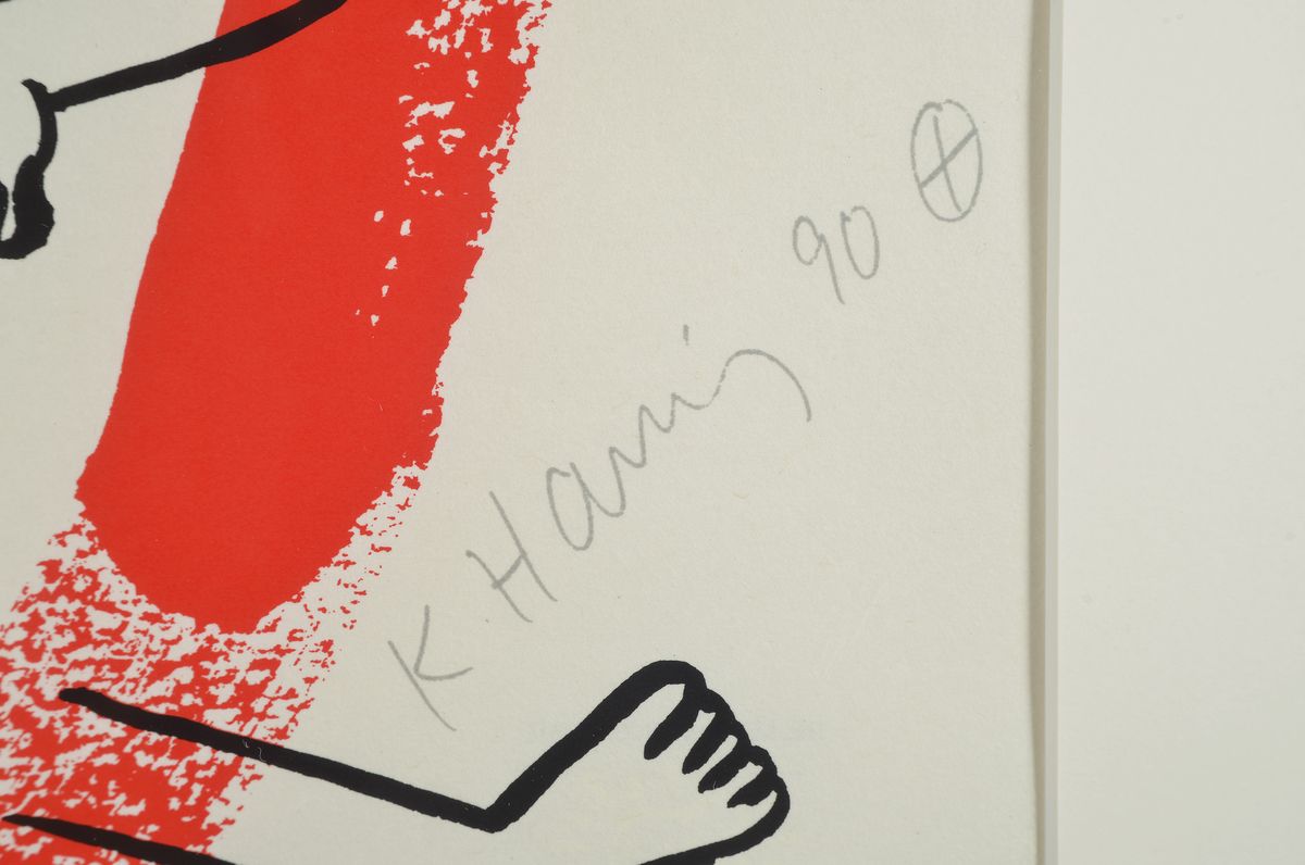 Detail a: Keith Haring, 1958- 1990, Siebdruck aus Story of RED and BLUE, 1989/90 signiert und num. HC 2/5, Blattgröße 56 x 42cmunter Glas, Rahmen: 73 x 57.5 ...