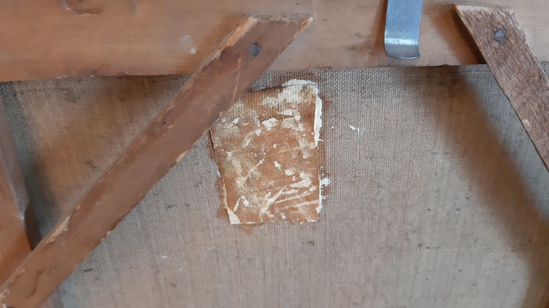 Detail h: Spätromantischer Maler, deutsch, 19. Jh., Blick durch die Bäume auf einen Weiher und eine Ruine am gegenüber liegenden Ufer, Öl/Lwd, rest., ...