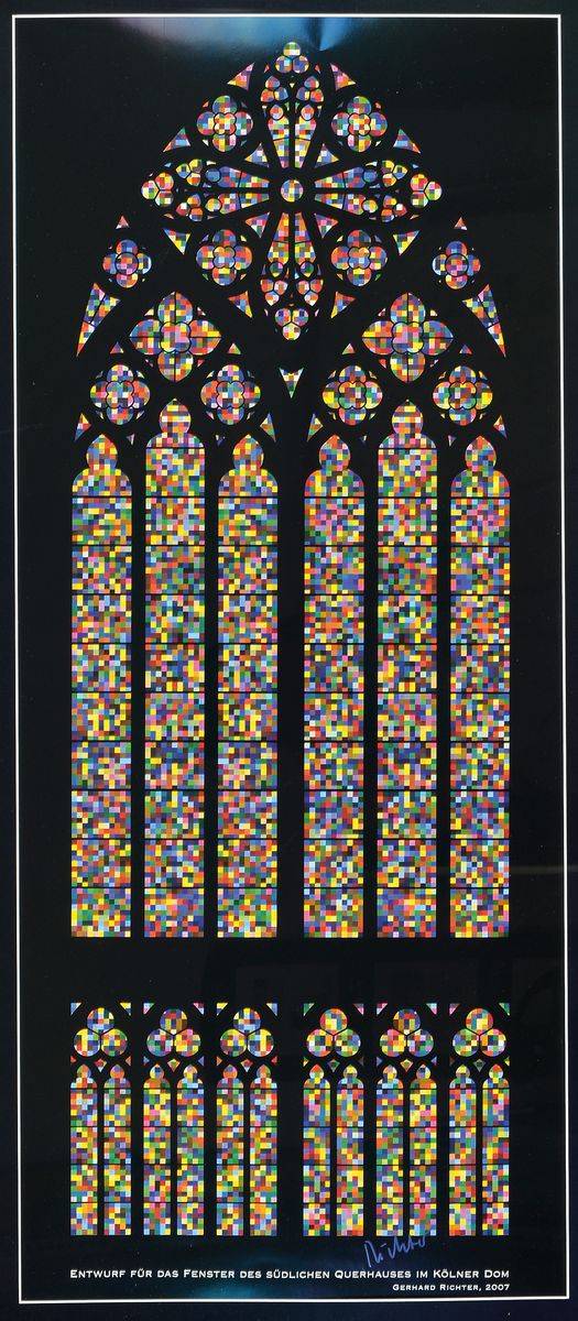 Gerhard Richter, geb. 1932, "Domfenster" (Köln), handsigniert, Hrsg. Kölner Dom, nur wenige handsignierte Exemplare, Blattgröße 100 x ...