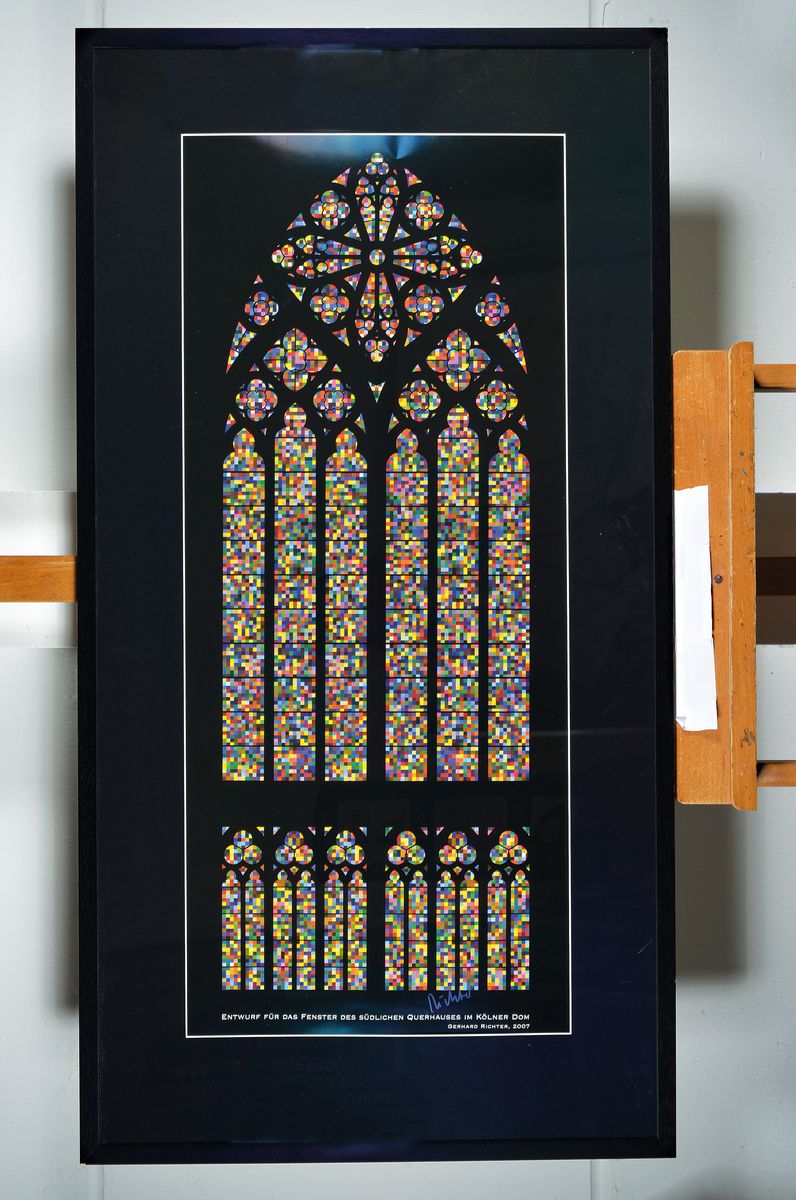 Detail k: Gerhard Richter, geb. 1932, "Domfenster" (Köln), handsigniert, Hrsg. Kölner Dom, nur wenige handsignierte Exemplare, Blattgröße 100 x ...