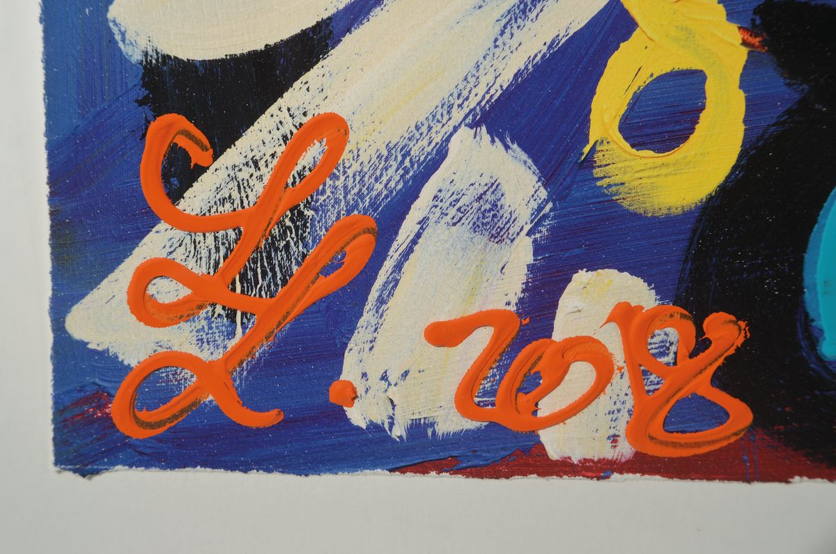 Detail a: Leon Löwentraut, geb. 1998, "Different Minds" 2017, Pigmentdruck und Acryl auf Bütten, von Hand übermalt, handsigniert und num. 23/25, ...