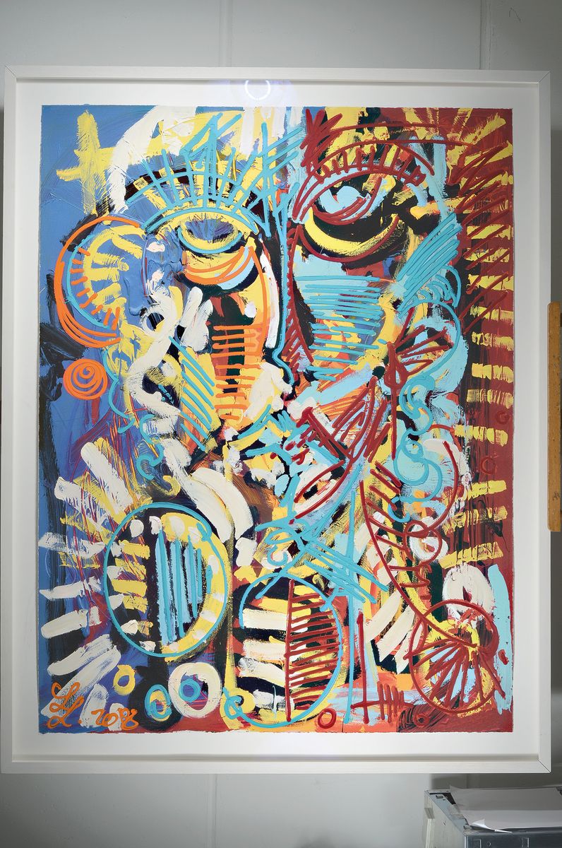 Detail k: Leon Löwentraut, geb. 1998, "Different Minds" 2017, Pigmentdruck und Acryl auf Bütten, von Hand übermalt, handsigniert und num. 23/25, ...
