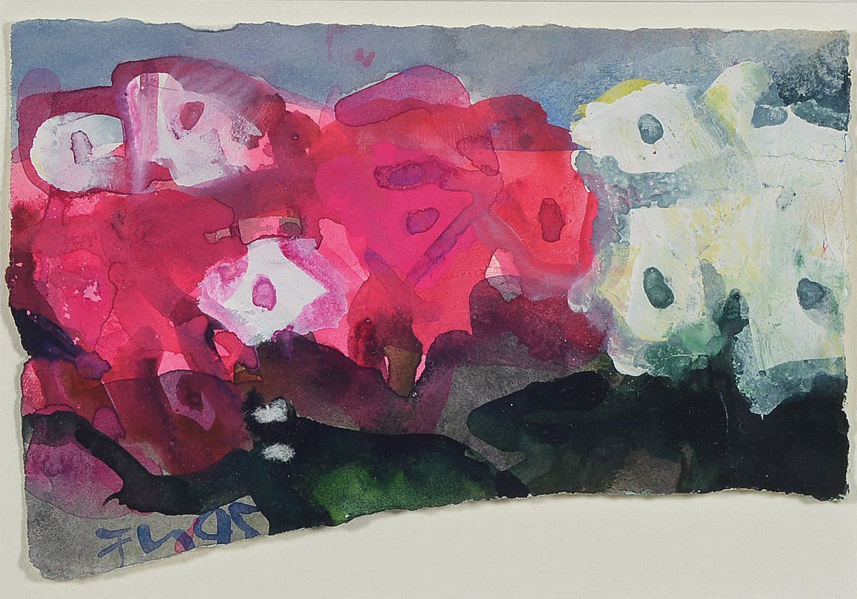 Klaus Fussmann, geb. 1938, Aquarell auf festem Bütten, handsigniert, dat. 1985, 11.6 x 17.5 cm, Rahmengröße 30.5 x 34.8 cm