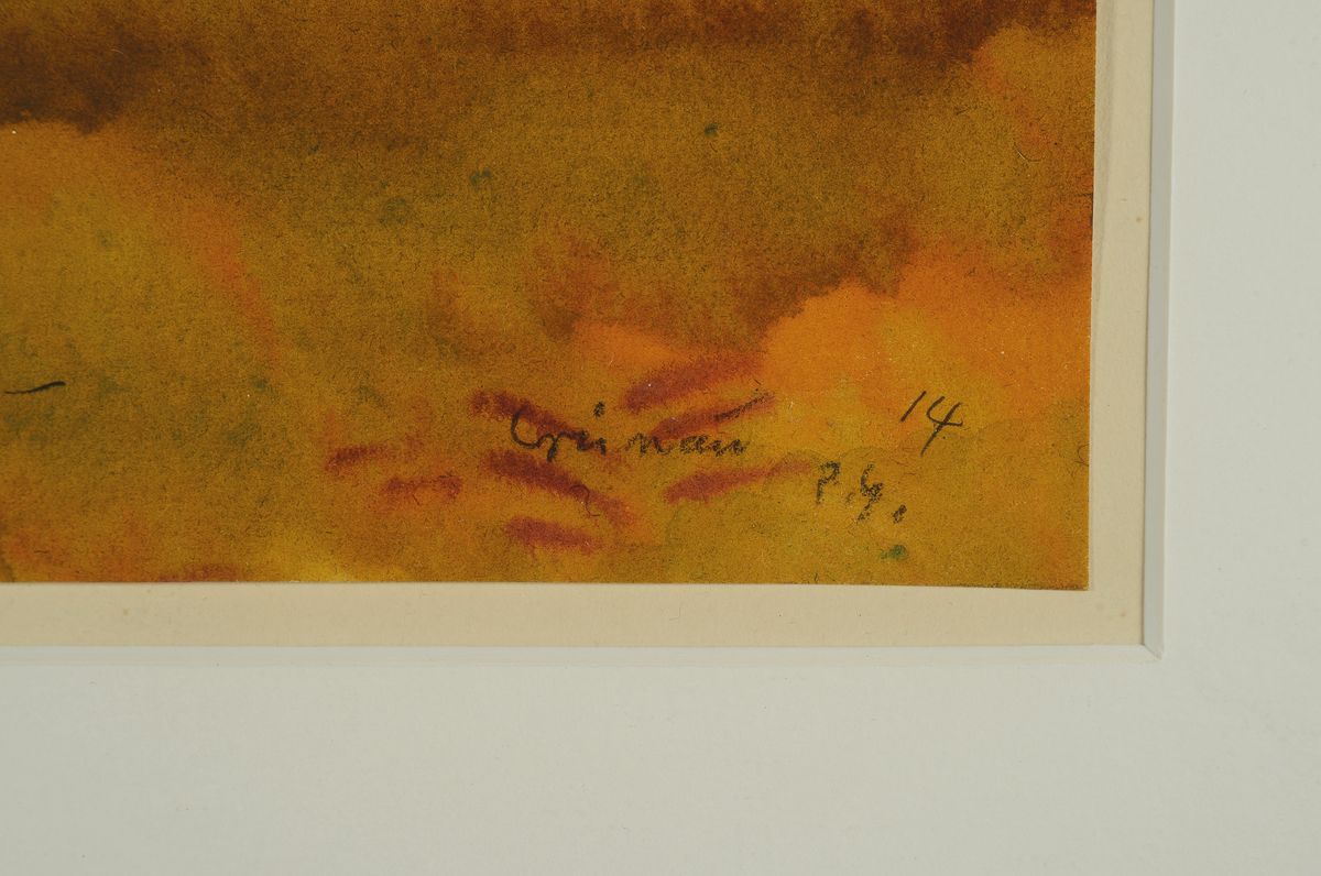 Detail a: Paul Grunwaldt, 1891 - 1962, Landschaft mit Abendrot, Aquarell, signiert und (19)14, ca. 14.3 x 19 cm/ 31.5 x 43 cm