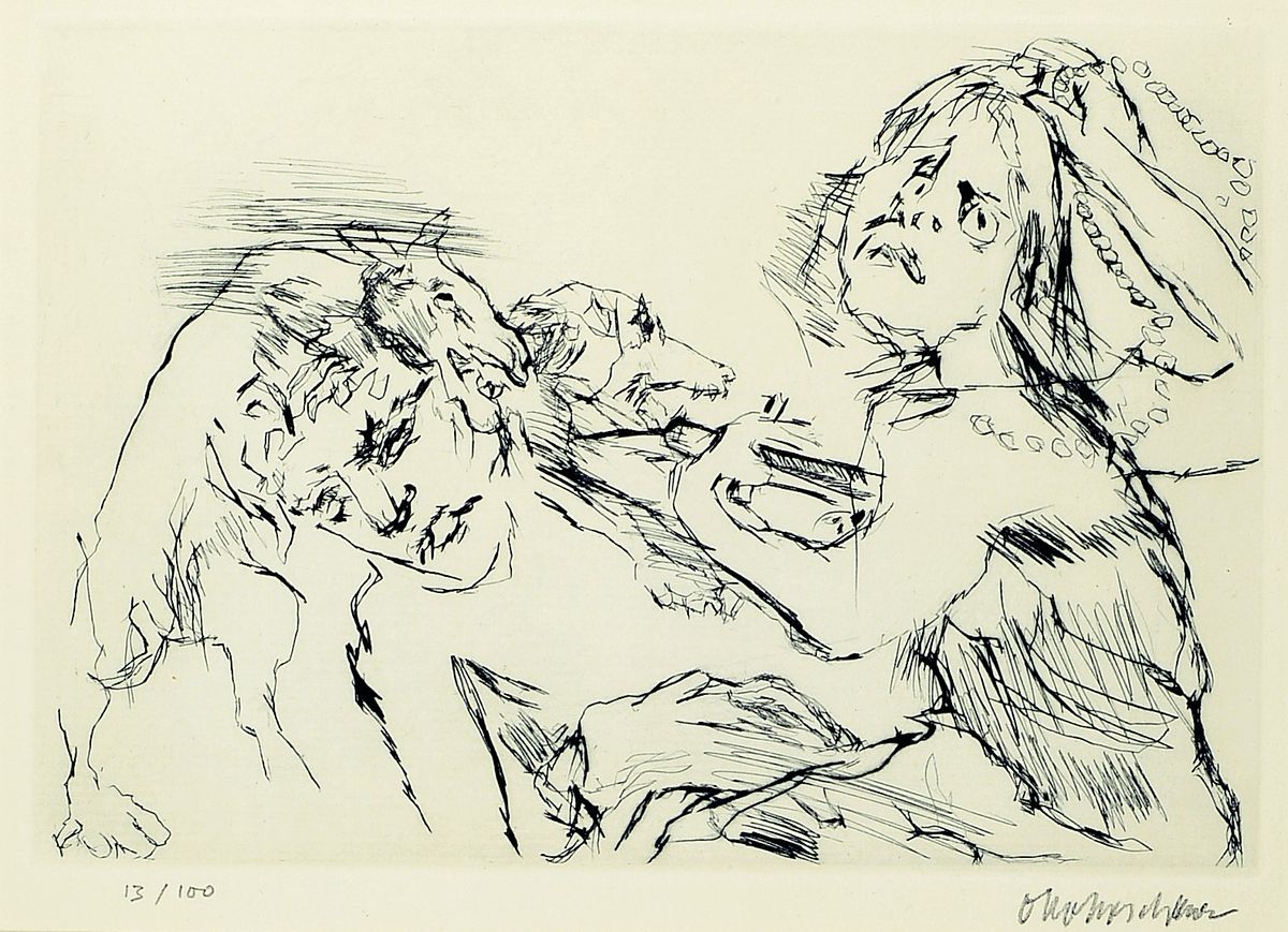 Oskar Kokoschka, 1886 - 1980, Kaltnadel radierung auf handgeschöpftem Auvergne-Bütten,mit Trockenstempel, Edition de Beauclair/ Frankfurt am Main, ...