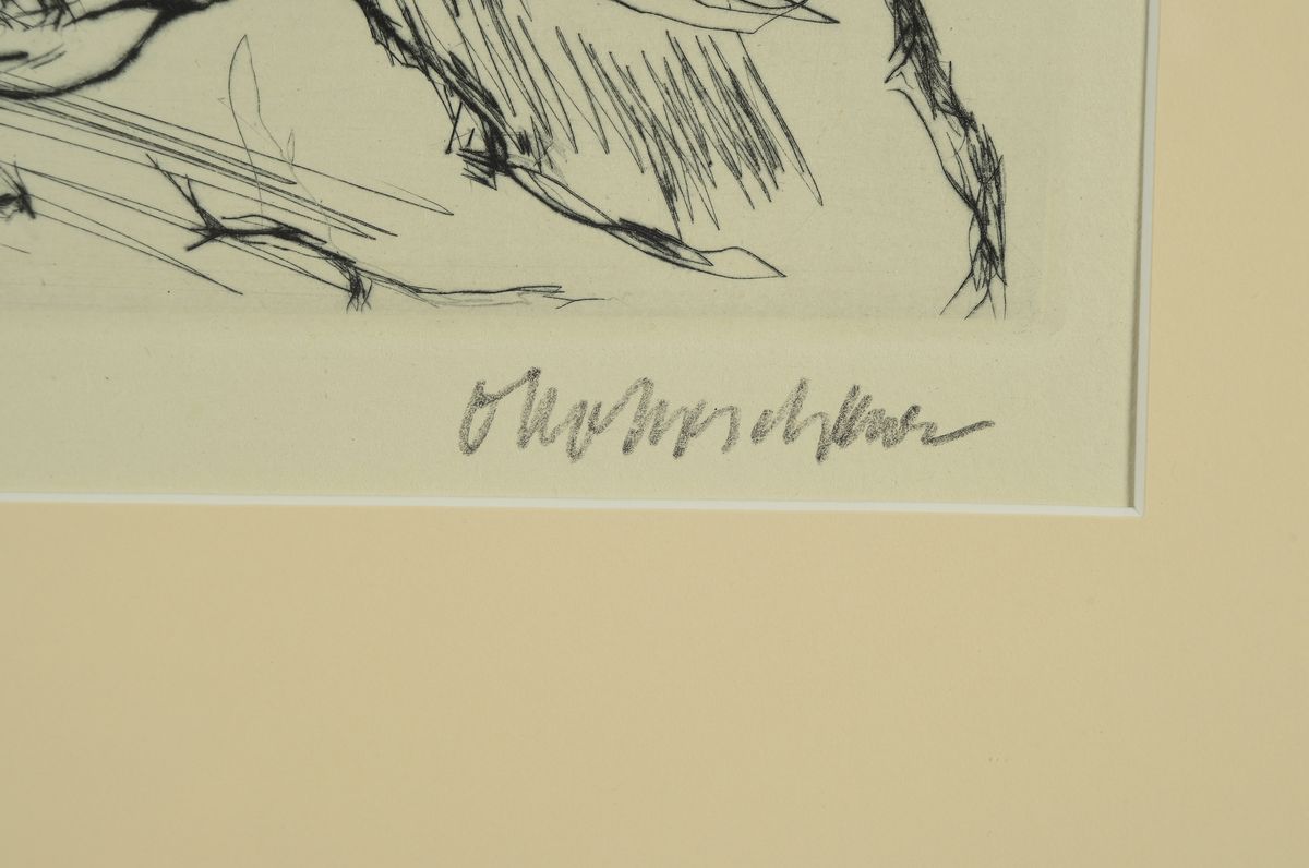 Detail a: Oskar Kokoschka, 1886 - 1980, Kaltnadel radierung auf handgeschöpftem Auvergne-Bütten,mit Trockenstempel, Edition de Beauclair/ Frankfurt am Main, ...