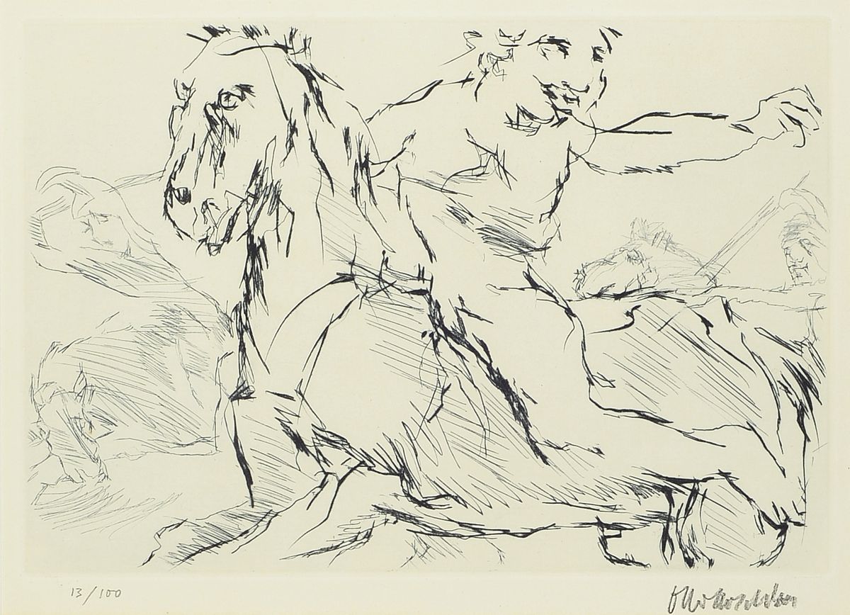 Oskar Kokoschka, 1886 - 1980, Kaltndel-radierung auf handgeschöpftem Bütten, mit Trockenstempel "Edition de Beauclair/Frankfurt, hier ...