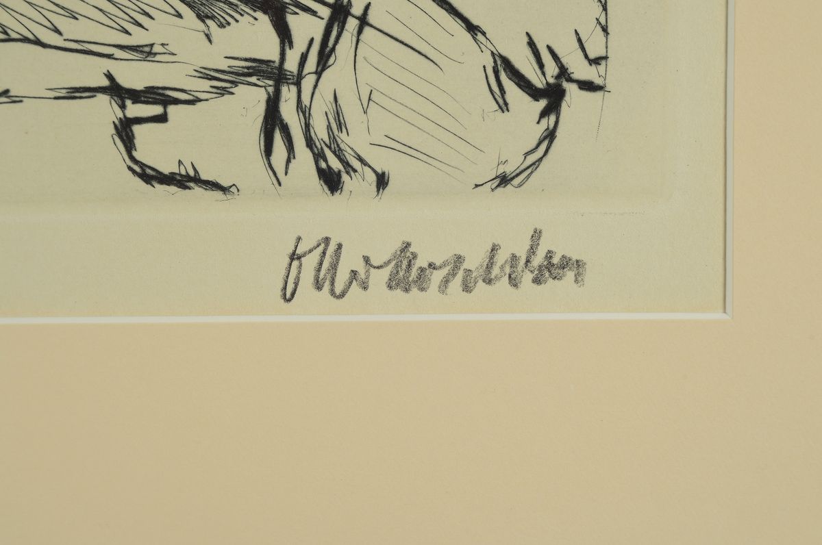 Detail a: Oskar Kokoschka, 1886 - 1980, Kaltndel-radierung auf handgeschöpftem Bütten, mit Trockenstempel "Edition de Beauclair/Frankfurt, hier ...