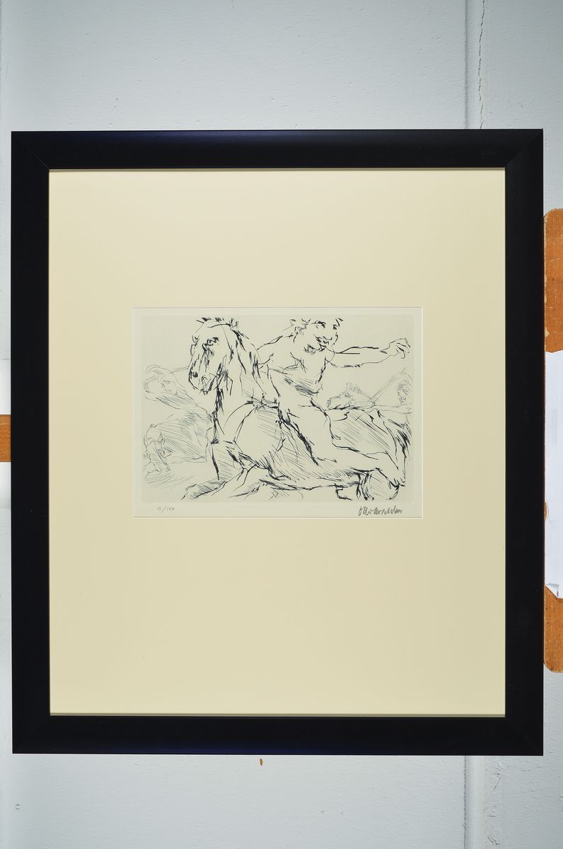 Detail k: Oskar Kokoschka, 1886 - 1980, Kaltndel-radierung auf handgeschöpftem Bütten, mit Trockenstempel "Edition de Beauclair/Frankfurt, hier ...