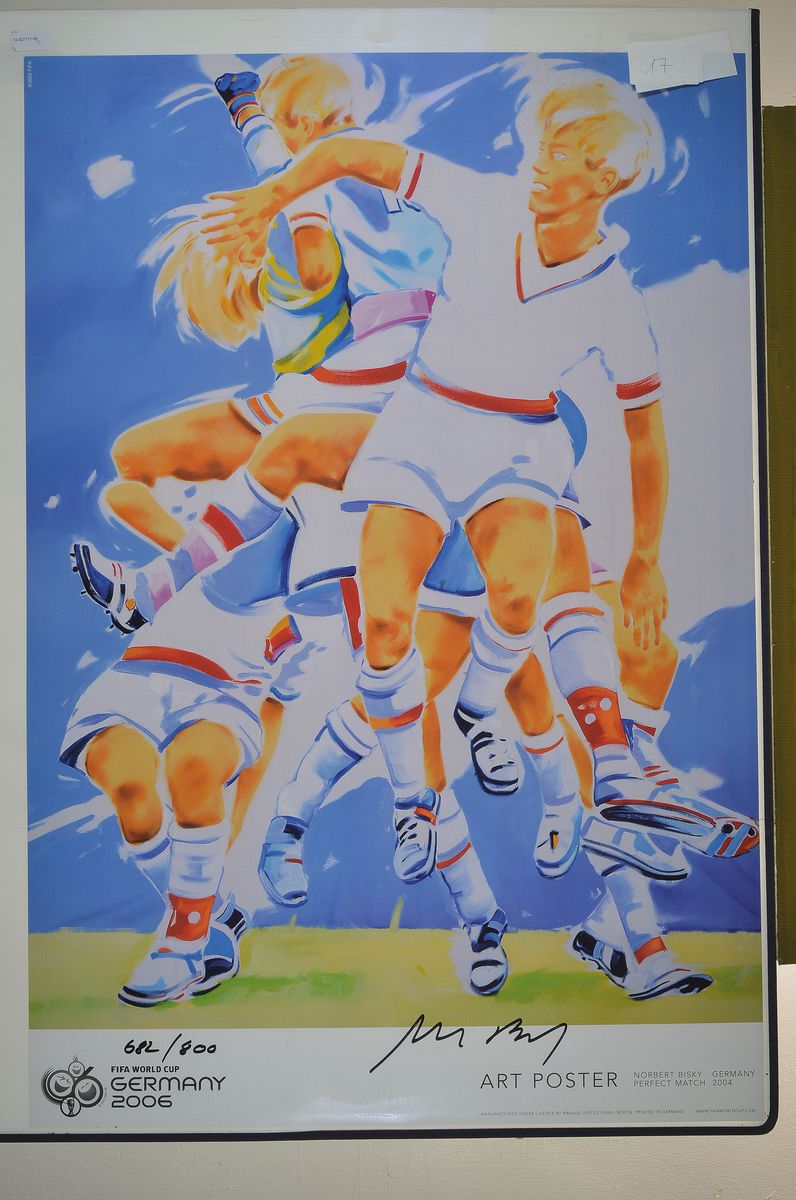 Detail k: Norbert Bisky, geb. 1970, "The perfekt Match", handsigniert, num. 682/800, ca. 97 x 66 cm, die Litho wurde anlässlich der ...