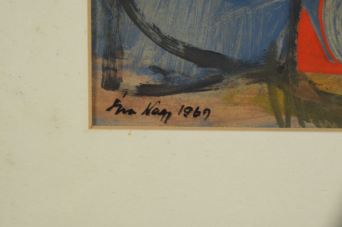 Detail a: Eva Nagy,1921-2003, Aquarell, figürliche Darstellung, handsigniert, dat. 1960, ca. 20 x 14 cm, Rahmen. 33 x 26cm