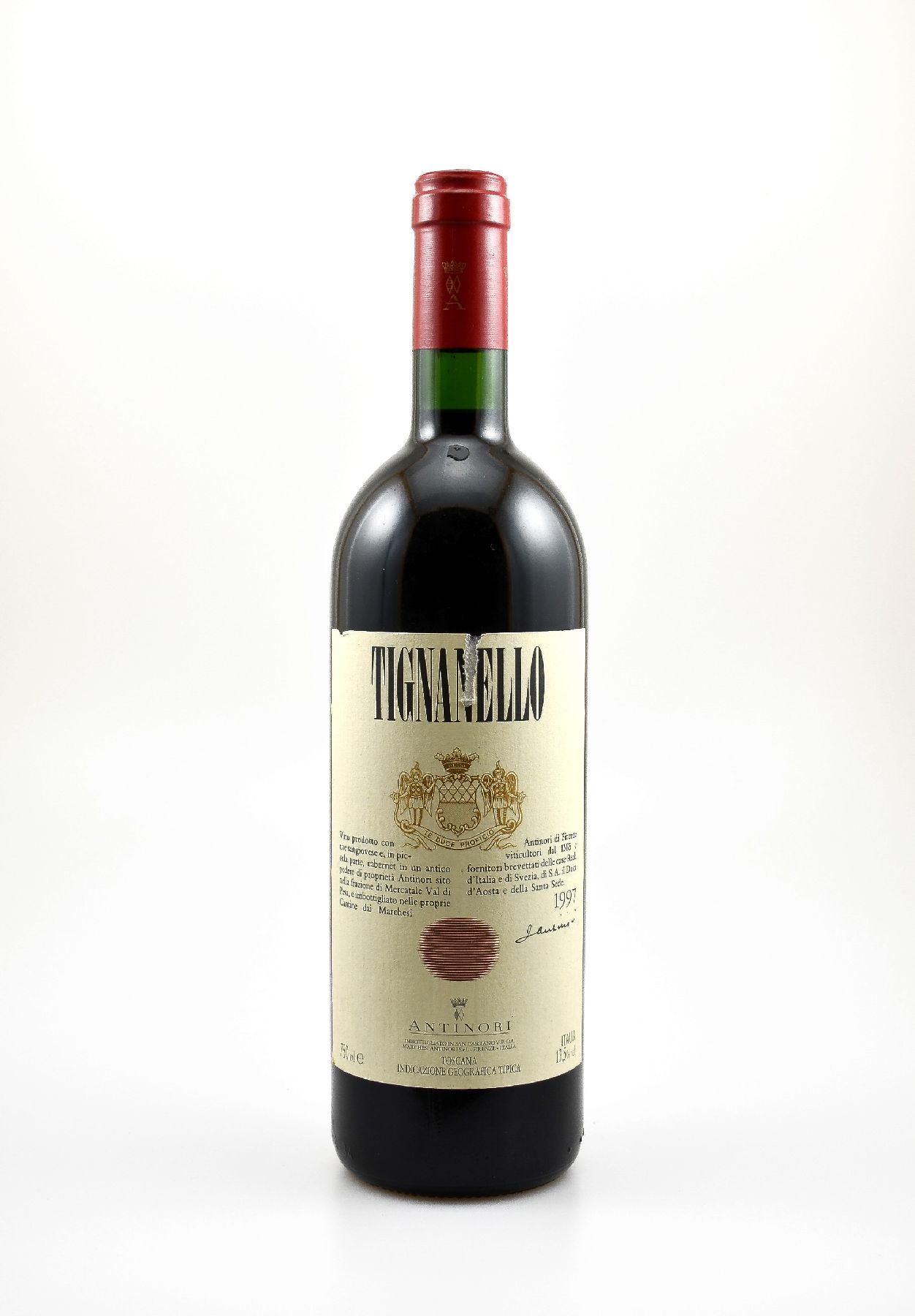3 Flaschen 1997 Marchesi Antinori Tignanello , Toscana, IGT, je ca. 75 cl, 13,5 % Vol., Füllstände: 2x into neck & 1x upper mid shoulder, Etiketten ...