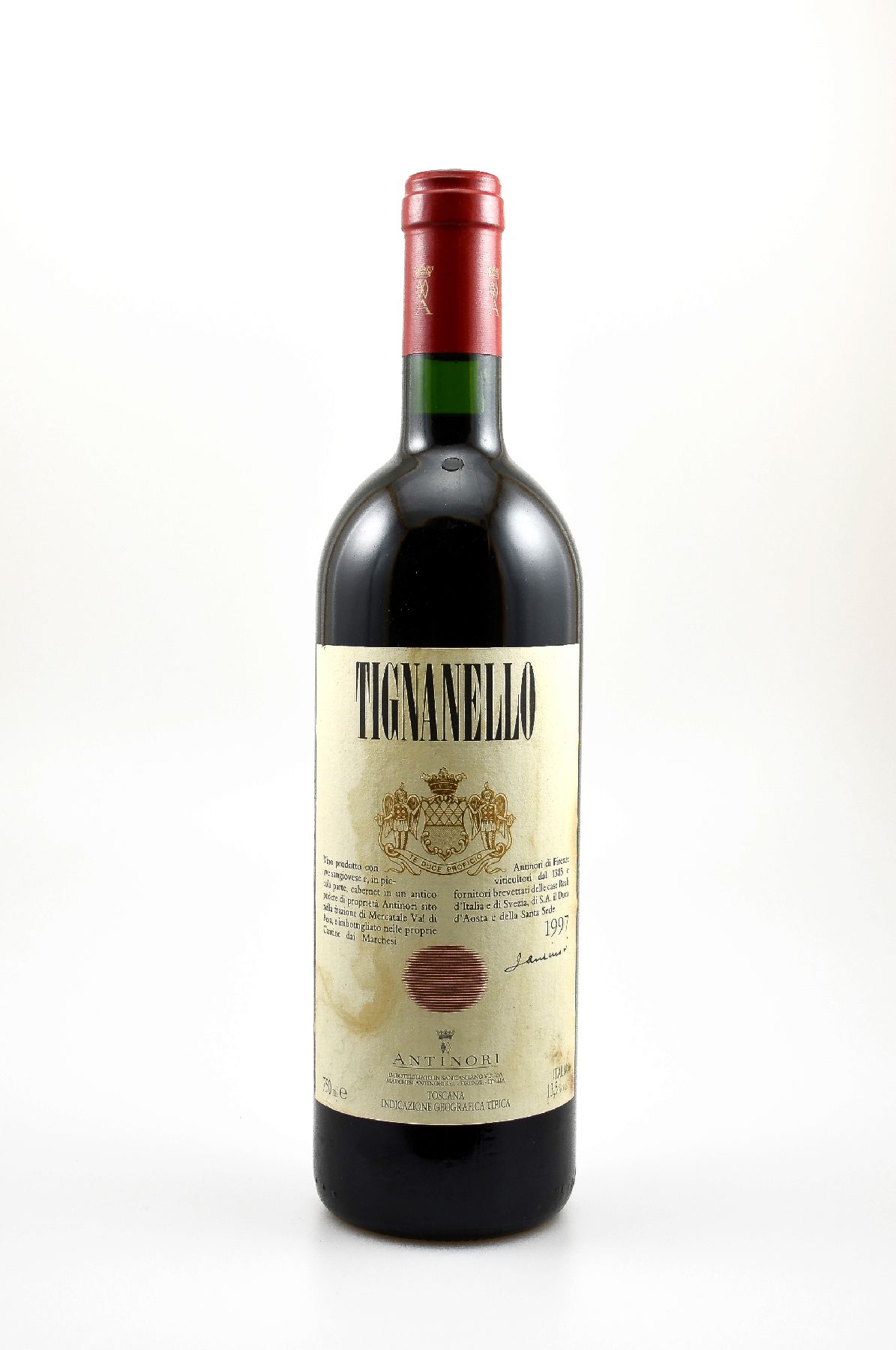 3 Flaschen 1997 Marchesi Antinori Tignanello, Toscana, IGT, je ca. 75 cl, 13,5 % Vol., Füllstände: je into neck, ein Etikett fleckig, unverkostet, ...