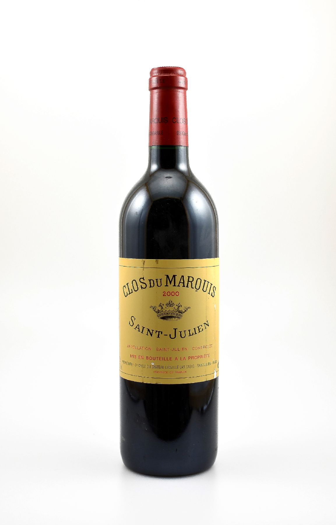 1 Flasche 2000er Clos du Marquis, Saint-Julien, 2. Wein von Chateau Leoville-Las Cases, ca. 75 cl, 13 % Vol., Füllstand: into neck, Etikett l. ...