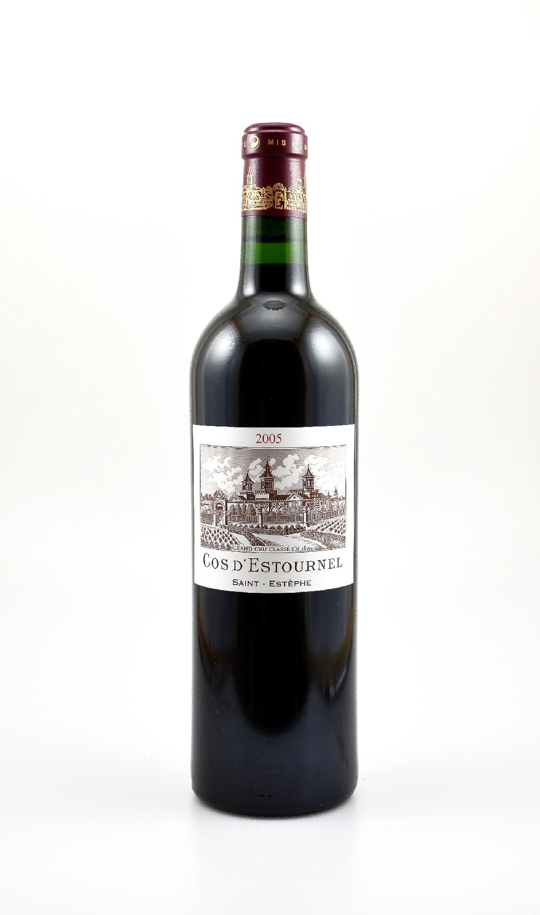 1 Flasche 2005 Chateau Cos D'Estournel, Saint-Estephe, Grand Cru Classe, 75 cl, 13,5 % Vol., Füllstand: into neck, hervorragender ...