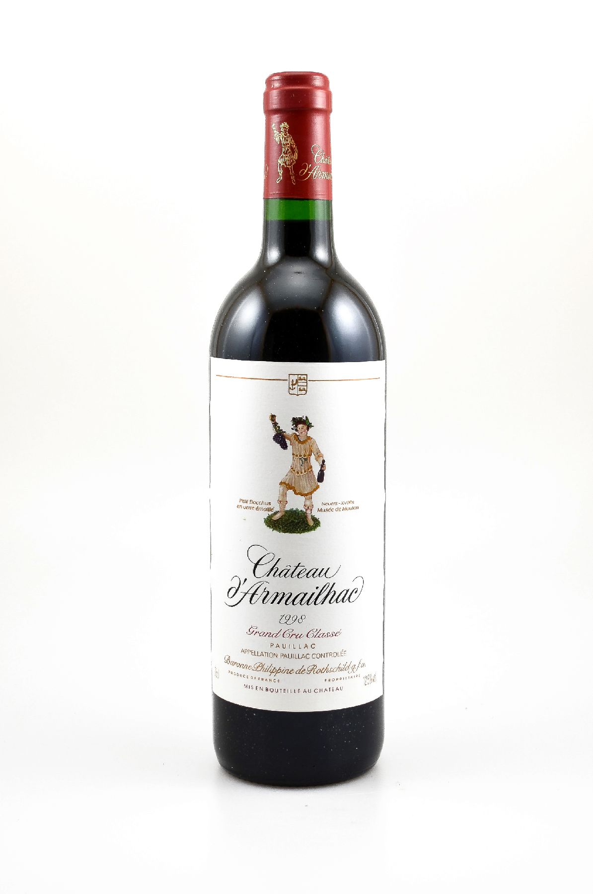 12 Flaschen 1998 Chateau d'Armailhac Baron Philippe de Rothschild, Pauillac, Grand Cru Classe, je ca. 75 cl, 12,5 % Vol., Füllstände: je ca. ...