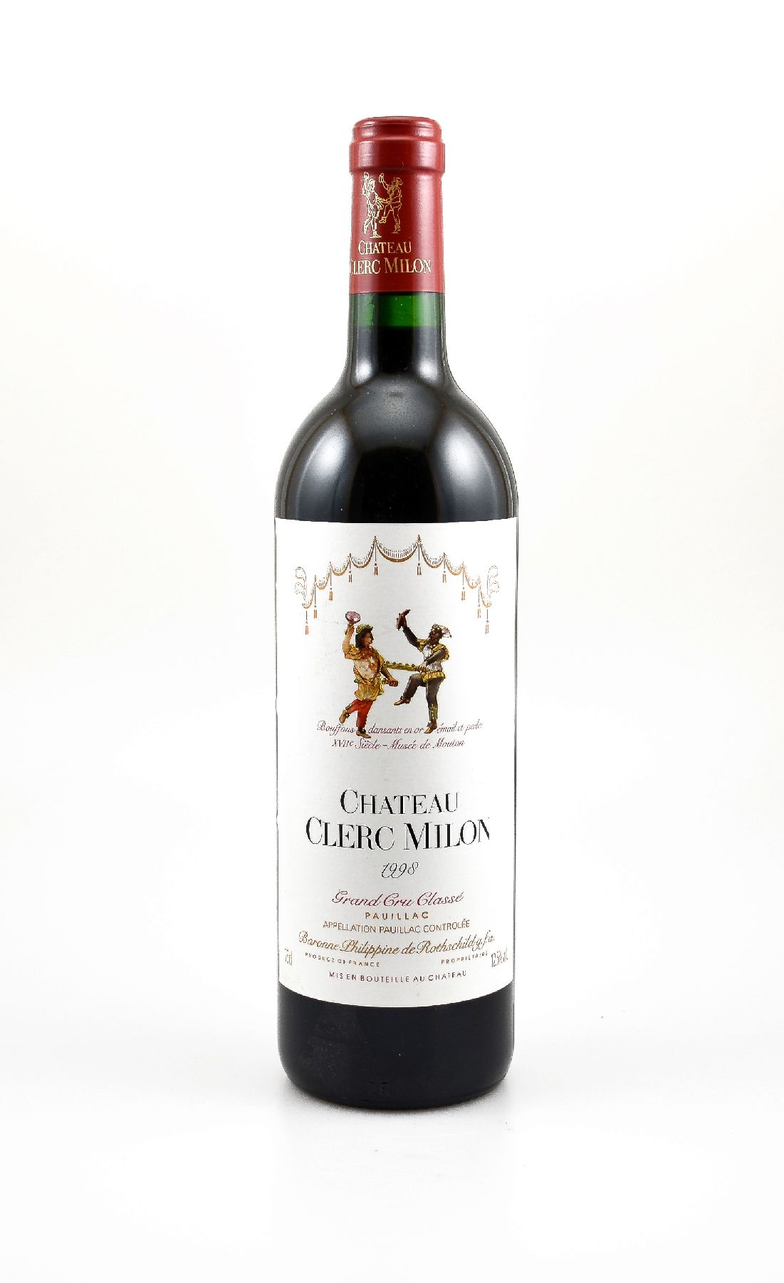 7 Flaschen 1998 Chateau Clerc Milon, Pauillac, Grand Cru Classe, je ca. 75 cl, 12,5 % Vol., Füllstände: je into neck, sehr gute ...