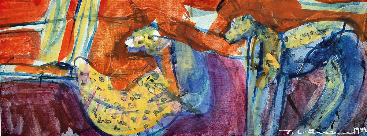 Tobias Kammerer, geb. 1968, Studium an der Akademie Wien, zahlreiche Auszeichnungen, hier. vier Arbeiten in Acryl auf Papier mit versch,. ...