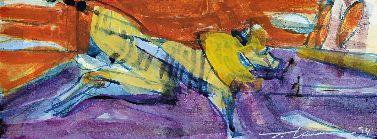 Detail a: Tobias Kammerer, geb. 1968, Studium an der Akademie Wien, zahlreiche Auszeichnungen, hier. vier Arbeiten in Acryl auf Papier mit versch,. ...