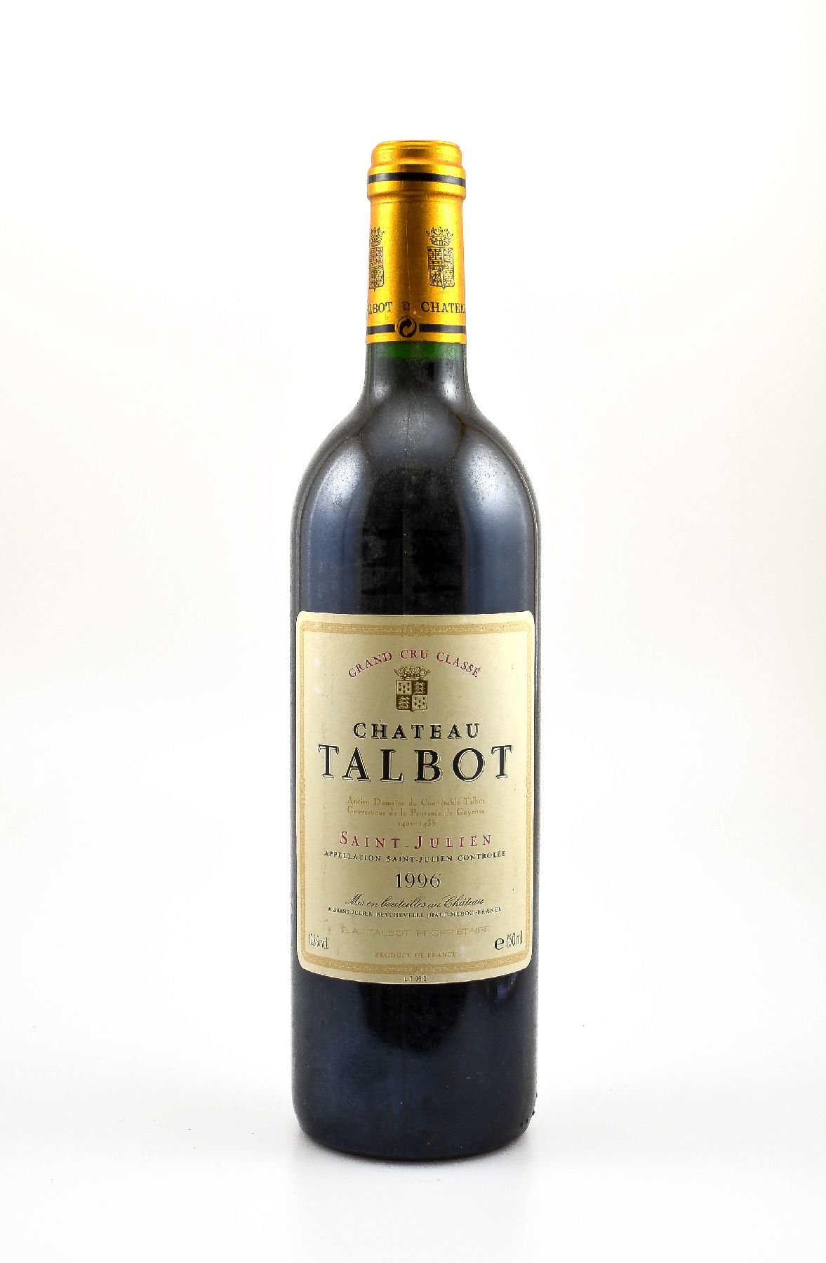 1 Flasche 1996 Chateau Talbot, Saint-Julien, Grand Cru Classe, ca. 75 cl, 12,8 % Vol., Füllstand: ca. high fill, guter Erhaltungszustand, ...