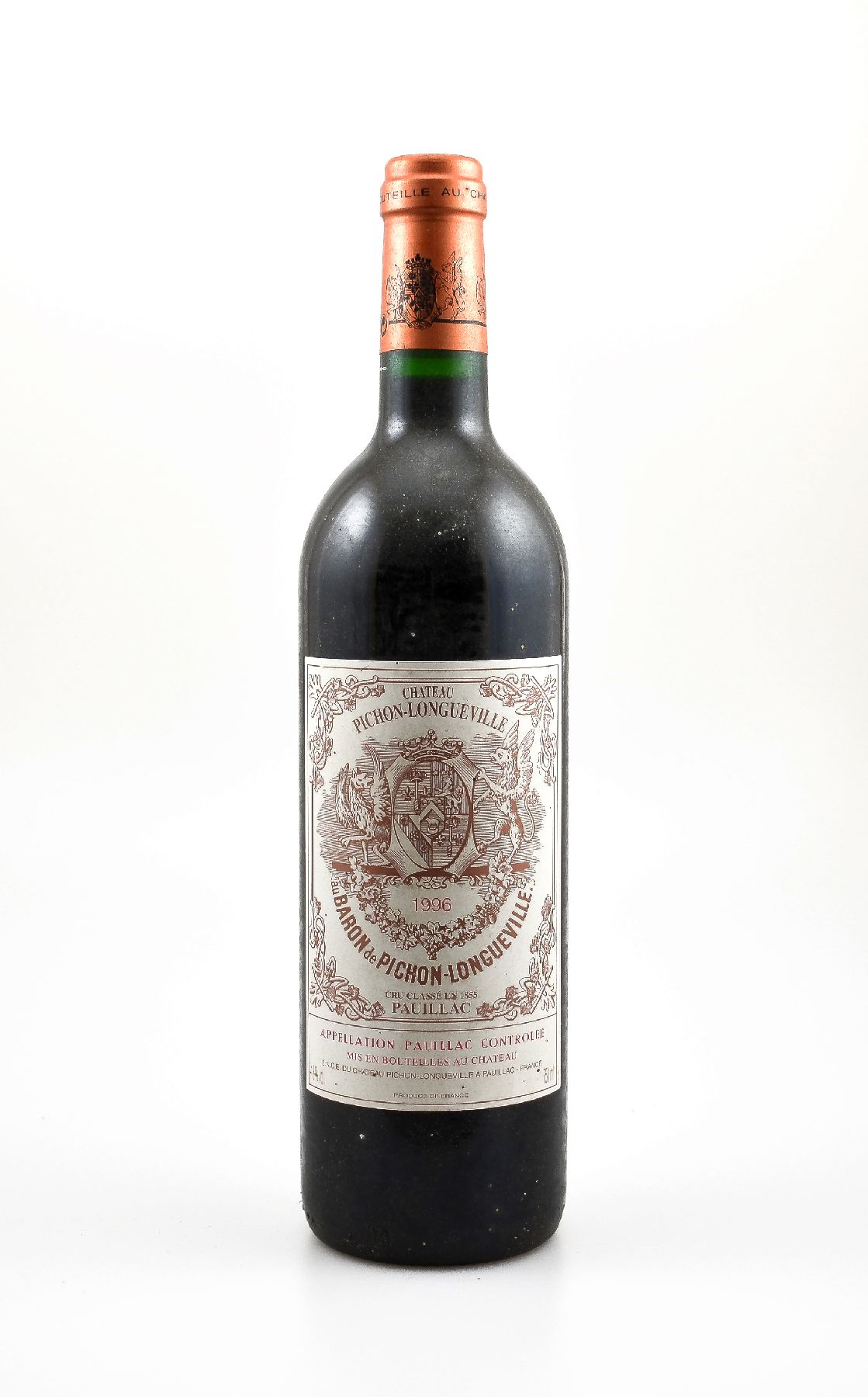 3 Flaschen 1996 Chateau Pichon-Longueville Baron de Pichon Longueville, Pauillac, Grand Cru Classe, je ca. 75 cl, 13 % Vol., Füllstände je into ...