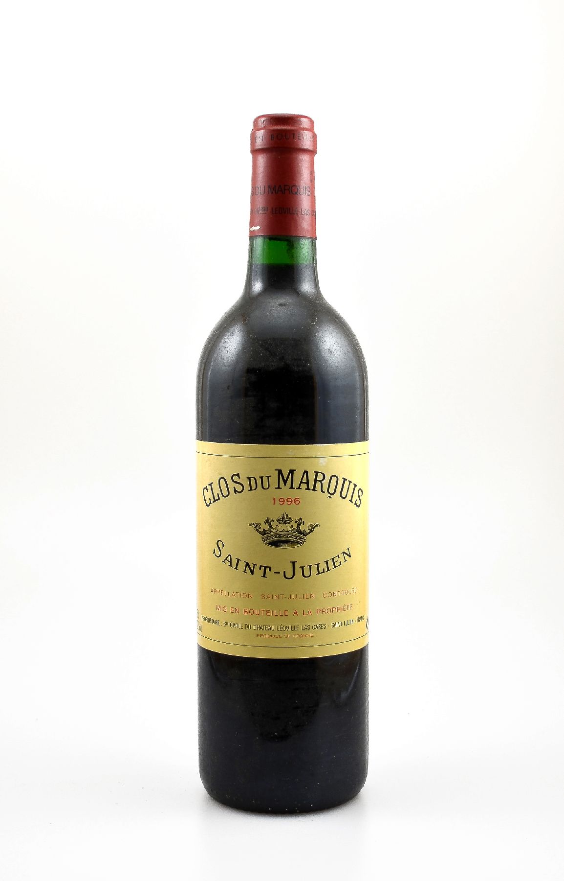 2 Flaschen 1996 Clos du Marquis, Saint-Julien, 2. Wein von Chateau Leoville-Las Cases, je ca. 75 cl, 12,5 % Vol.,Füllstände: je ca. into neck, gute ...