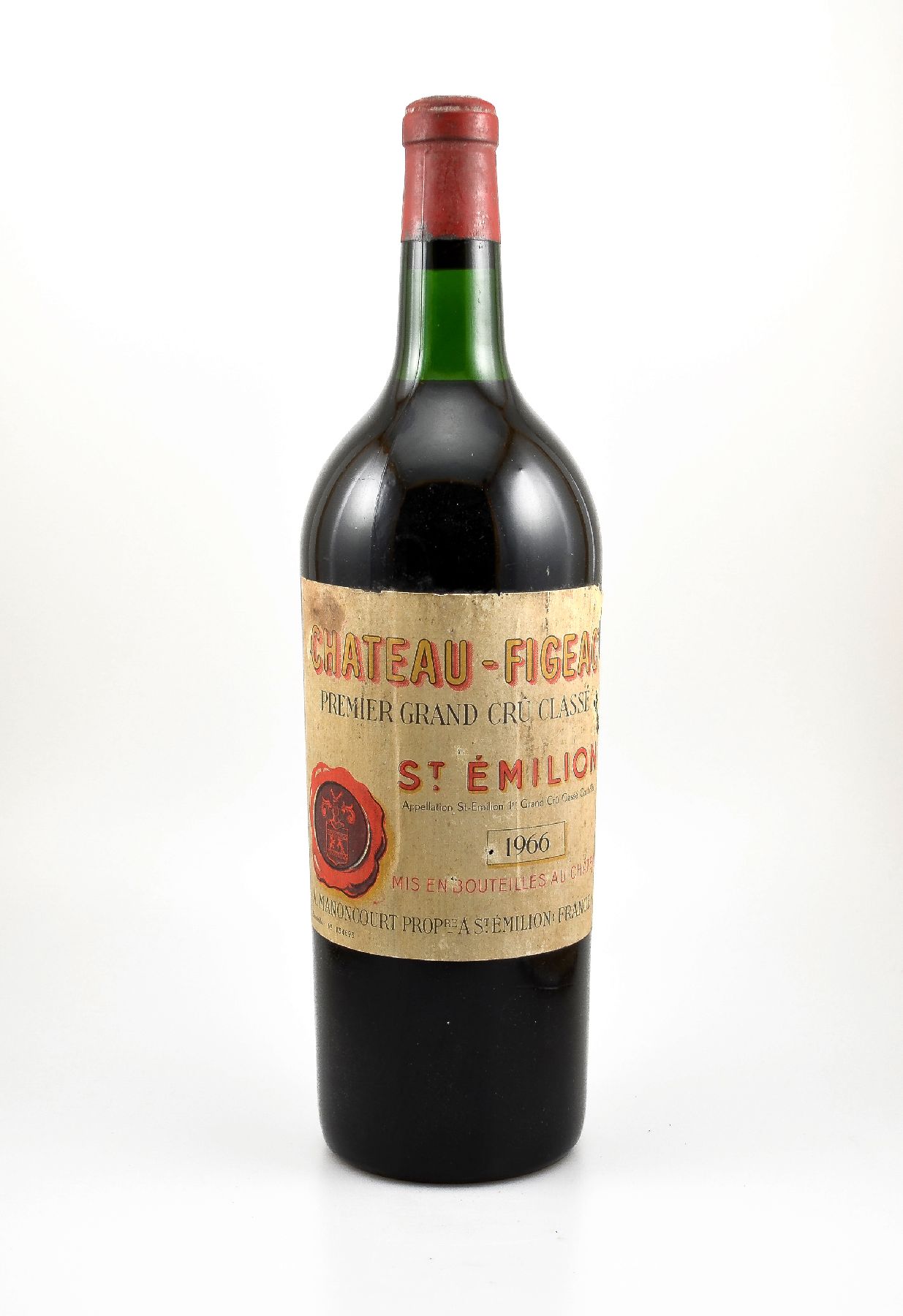 1 Magnumflasche 1966 Chateau Figeac, Saint-Emilion, Premier Grand Cru Classe, ca. 150 cl, Füllstand: ca. top shoulder, Etikett beschmutzt bzw. ...