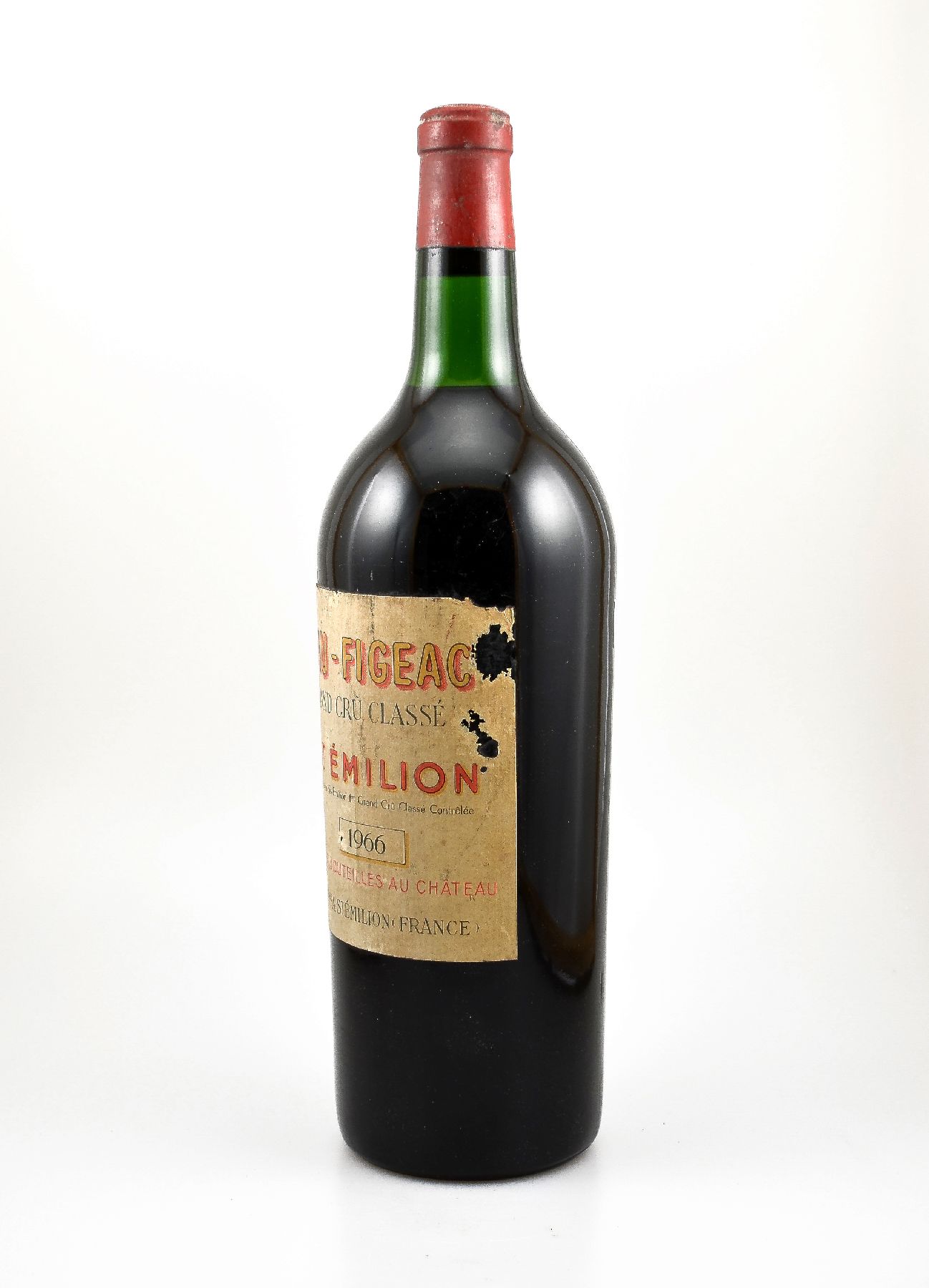 Detail a: 1 Magnumflasche 1966 Chateau Figeac, Saint-Emilion, Premier Grand Cru Classe, ca. 150 cl, Füllstand: ca. top shoulder, Etikett beschmutzt bzw. ...