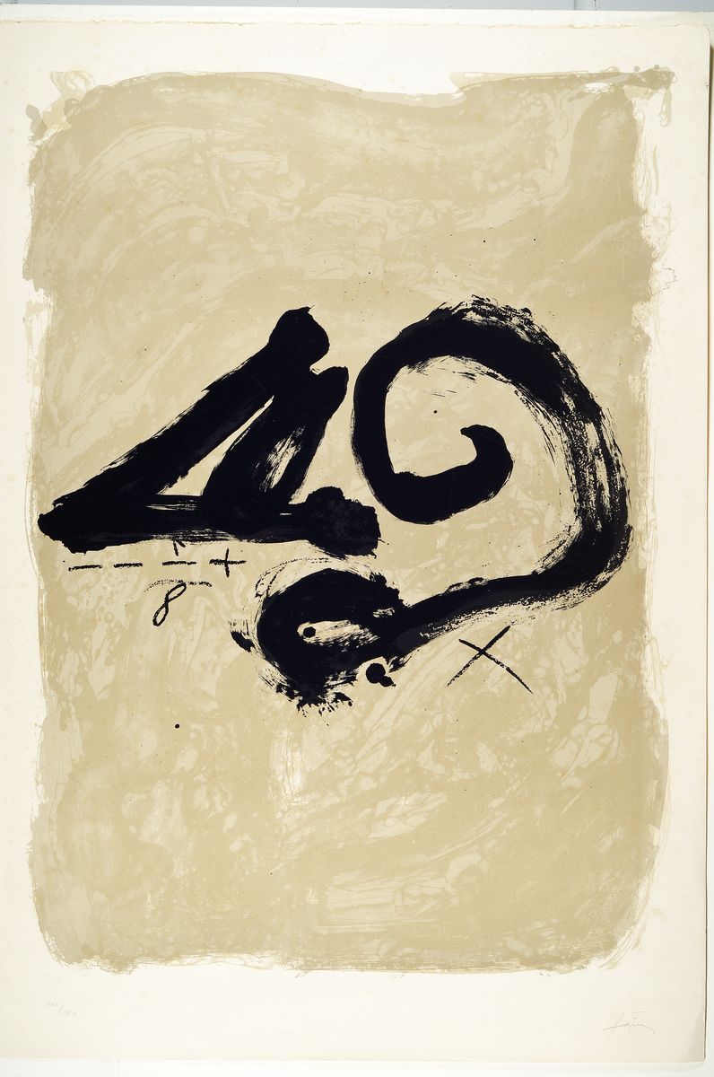 Detail k: Antoni Tapies, 1923-2012, Serigraphie, sign.,num. 107/900, Blatt leicht stockfleckig,ca. 96x67 cm