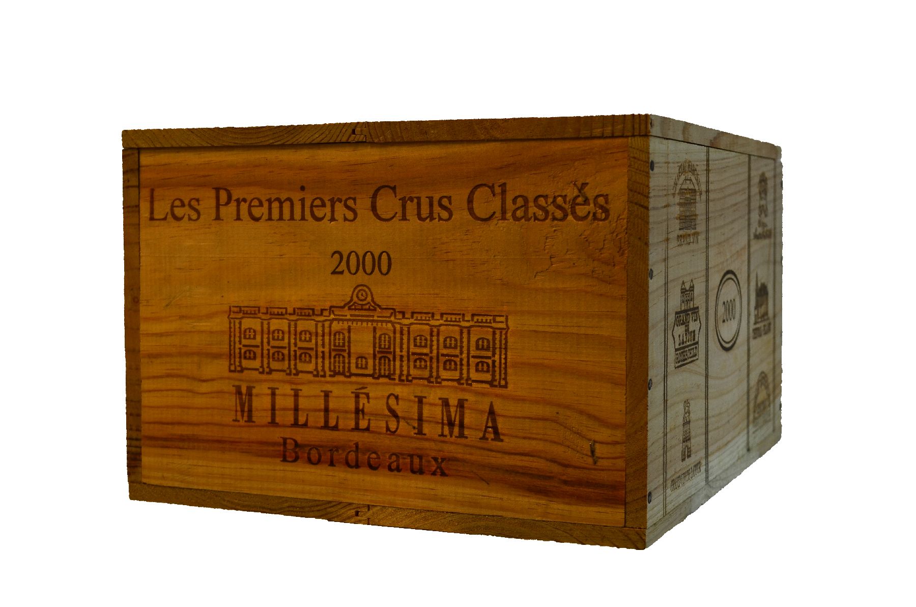 Detail b: 1 2000er orig. verschlossene 6er Holzkiste "Les Premiers Crus Classes", Chateau Margaux, Margaux, 75 cl, 13 % Vol., Parker 99/100, R. ...