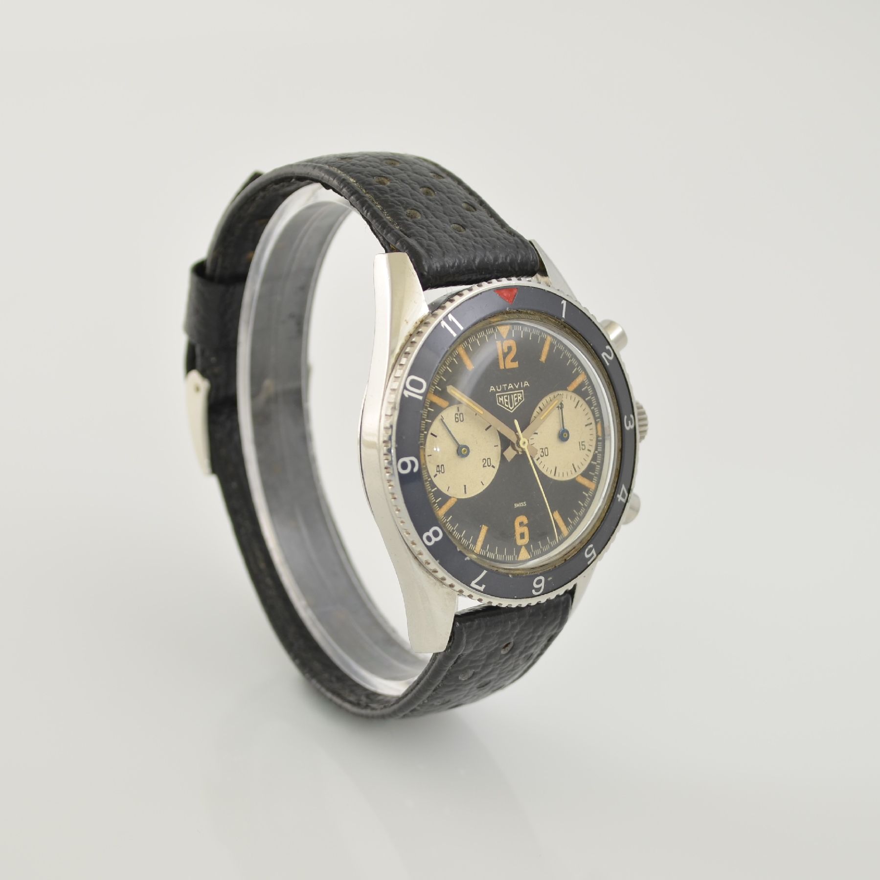 Detail c: HEUER Autavia sehr seltener & früher Schaltradchronograph Referenz 3646 mit Zifferblatt aus der ersten Serie, Geh.-Nr. 52278, Schweiz um 1963, ...