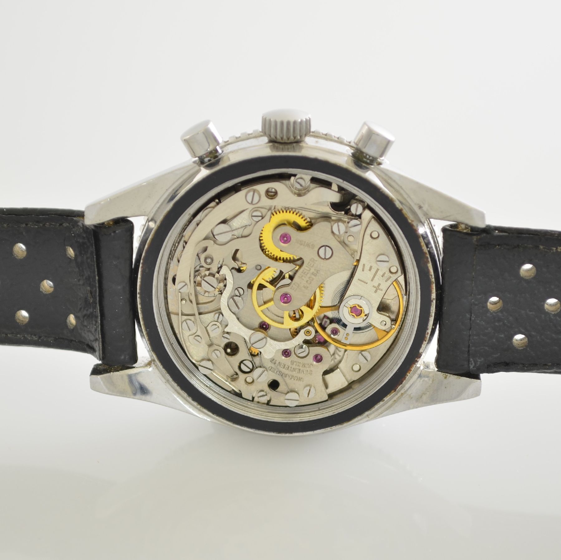 Detail g: HEUER Autavia sehr seltener & früher Schaltradchronograph Referenz 3646 mit Zifferblatt aus der ersten Serie, Geh.-Nr. 52278, Schweiz um 1963, ...