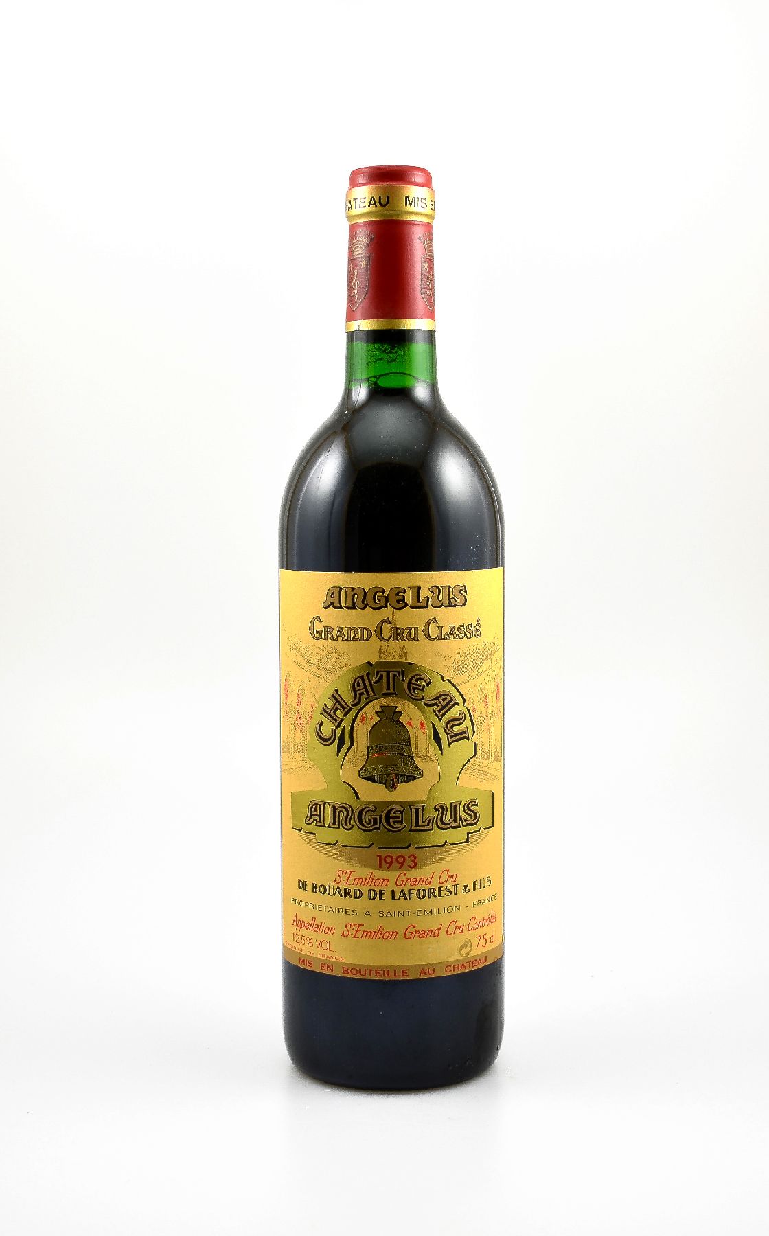 12 Flaschen 1993 Chateau Angelus, Saint-Emilion Grand Cru, je ca. 75 cl, 12,5 % Vol., Füllstände: je ca. into neck, hervorragende ...