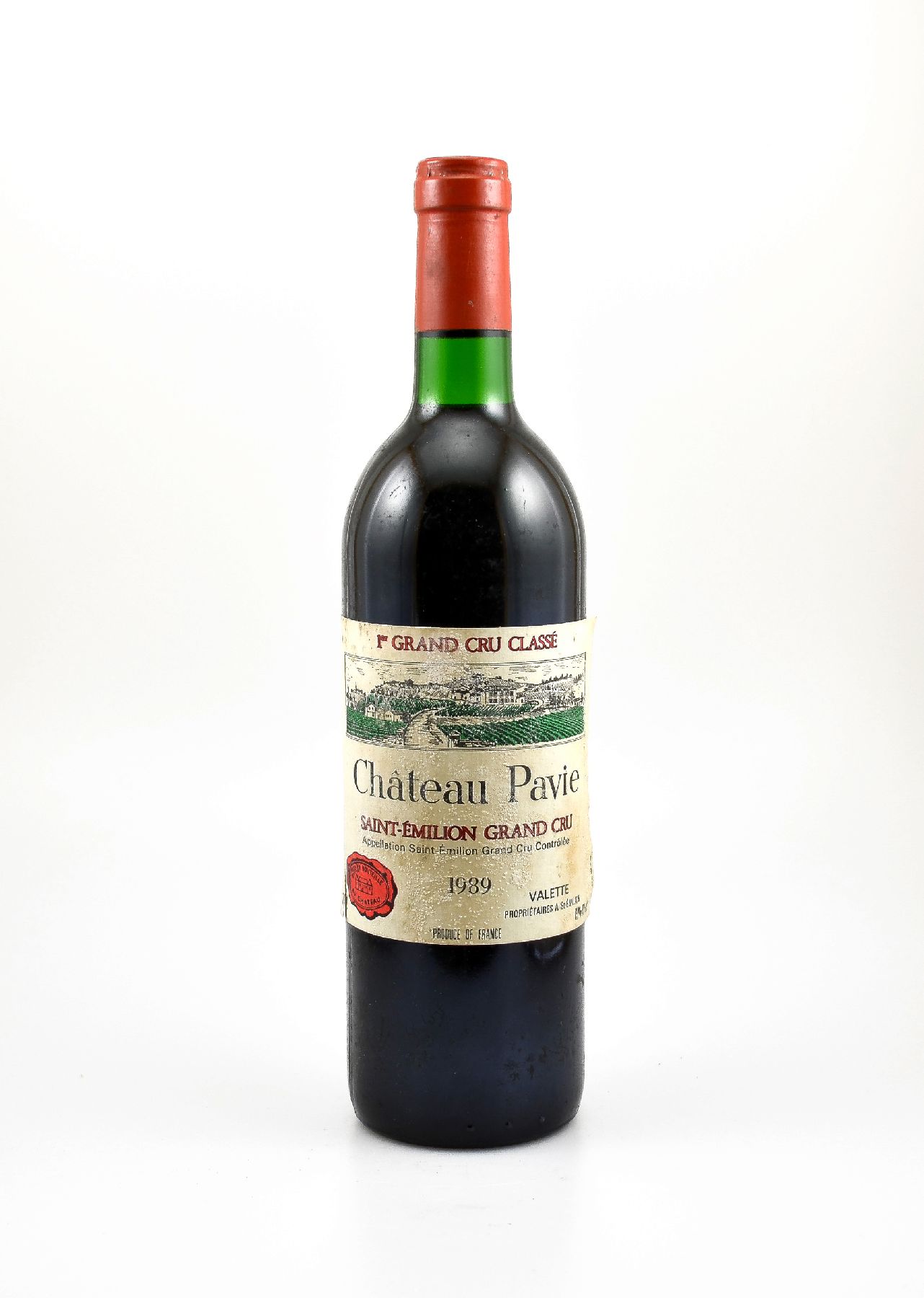 1 Flasche 1989 Chateau Pavie, Saint-Emilion Gran Cru, 1er Grand Cru Classe, ca. 75 cl , 13 % Vol., Füllstand: ca. into neck, Etikett min. besch., ...