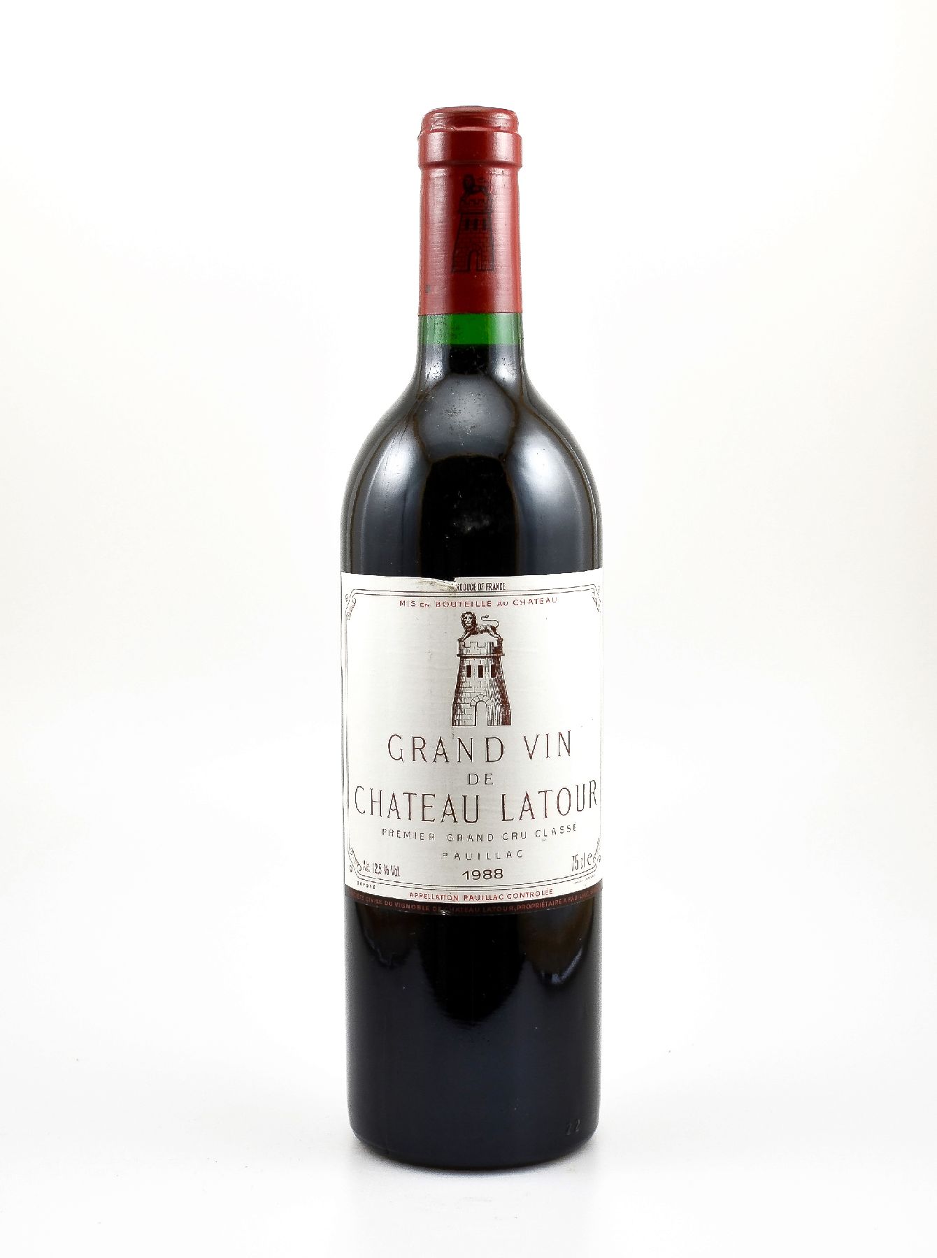 1 Flasche 1988 Chateau Latour, Pauillac, Premier Grand Cru Classe, ca. 75 cl,12,5 % Vol., Füllstand: into neck, guter Erhaltungszustand, ...
