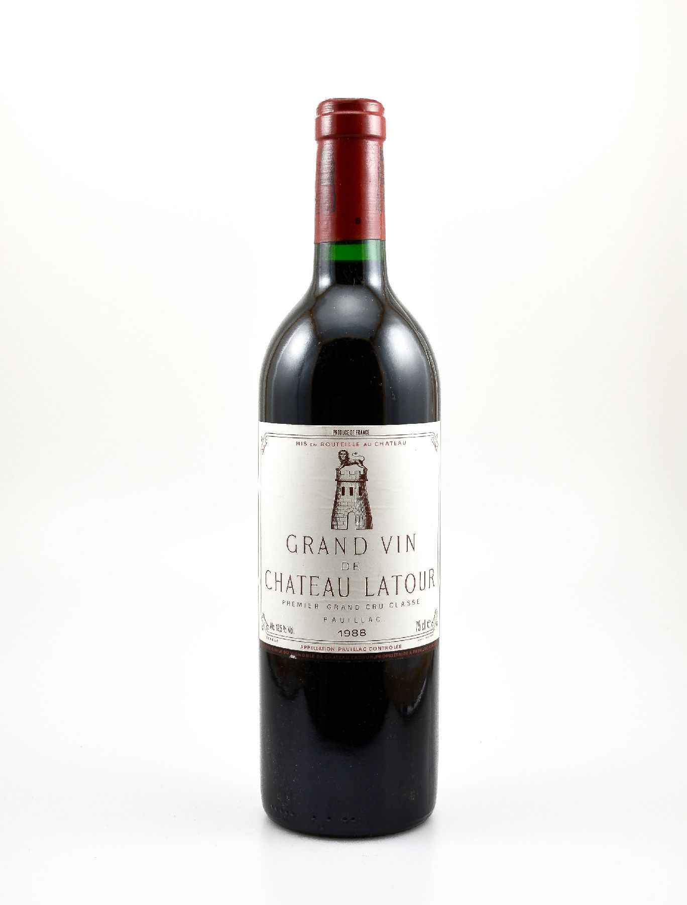 1 Flasche 1988 Chateau Latour, Pauillac, Premier Grand Cru Classe, ca. 75 cl,12,5 % Vol., Füllstand: into neck, guter Erhaltungszustand, ...