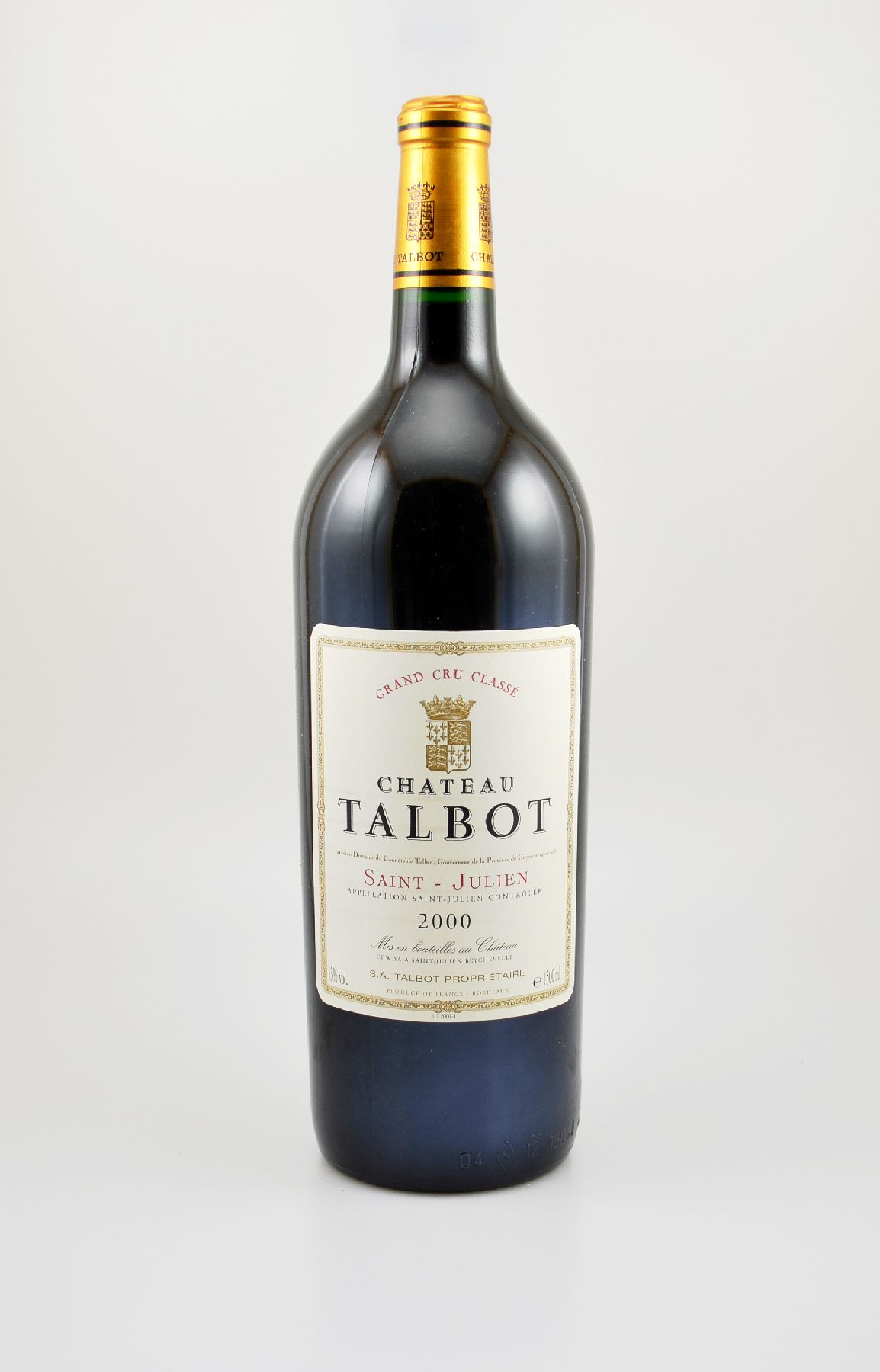 1 Magnumflasche 2000er Chateau Talbot, Saint-Julien, ca. 150 cl, 13 % Vol., Füllstand: into neck, hervorragender Erhaltungszustand, unverkostet, ...