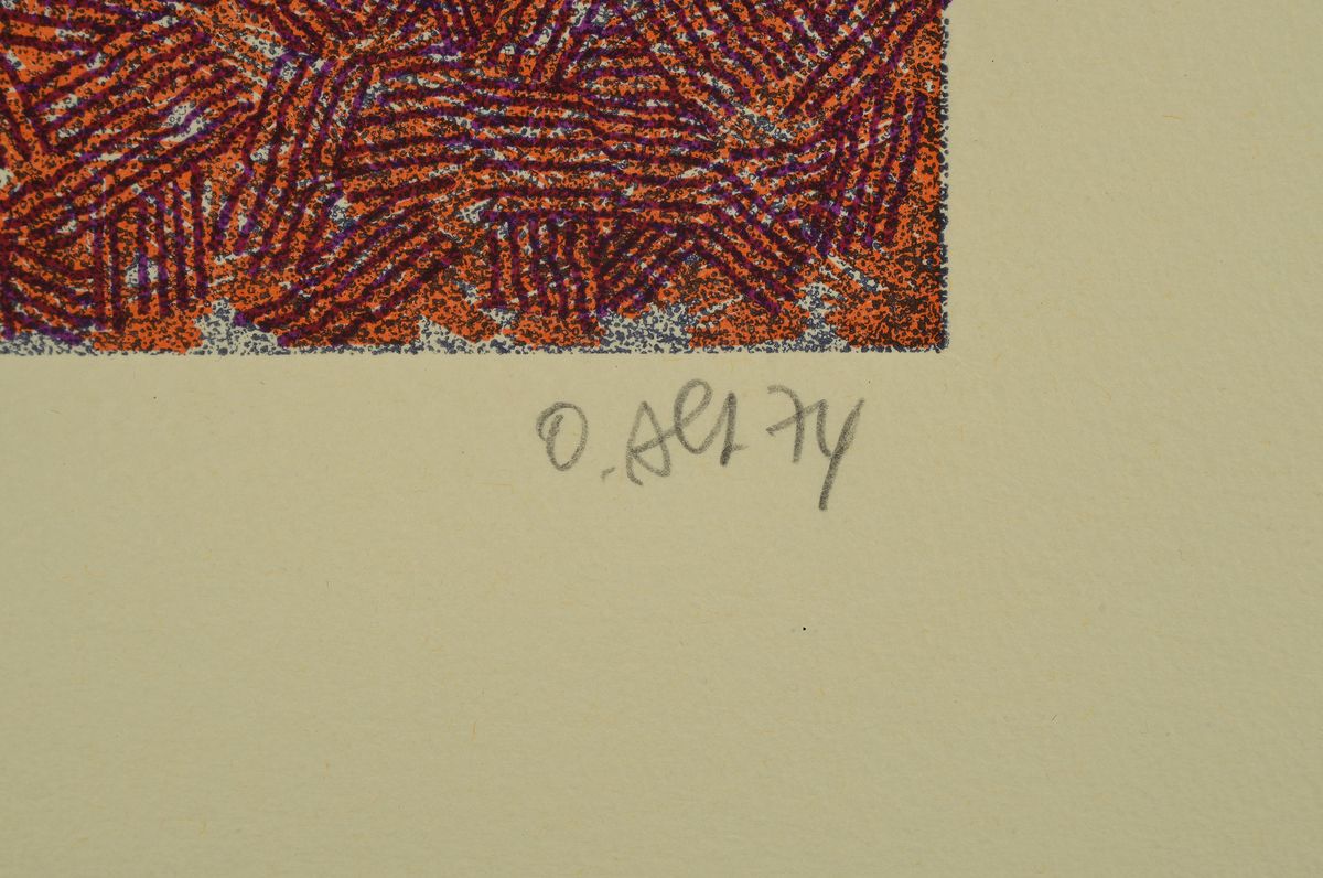 Detail b: Otmar Alt, geboren 1940, 3 Farbserigraphien,sign. und dat. (19)74, num. 131/240, 42/200 u. 131/200, alle unter Glas gerahmt, Rahmen je ca. 61x51 cm, ...