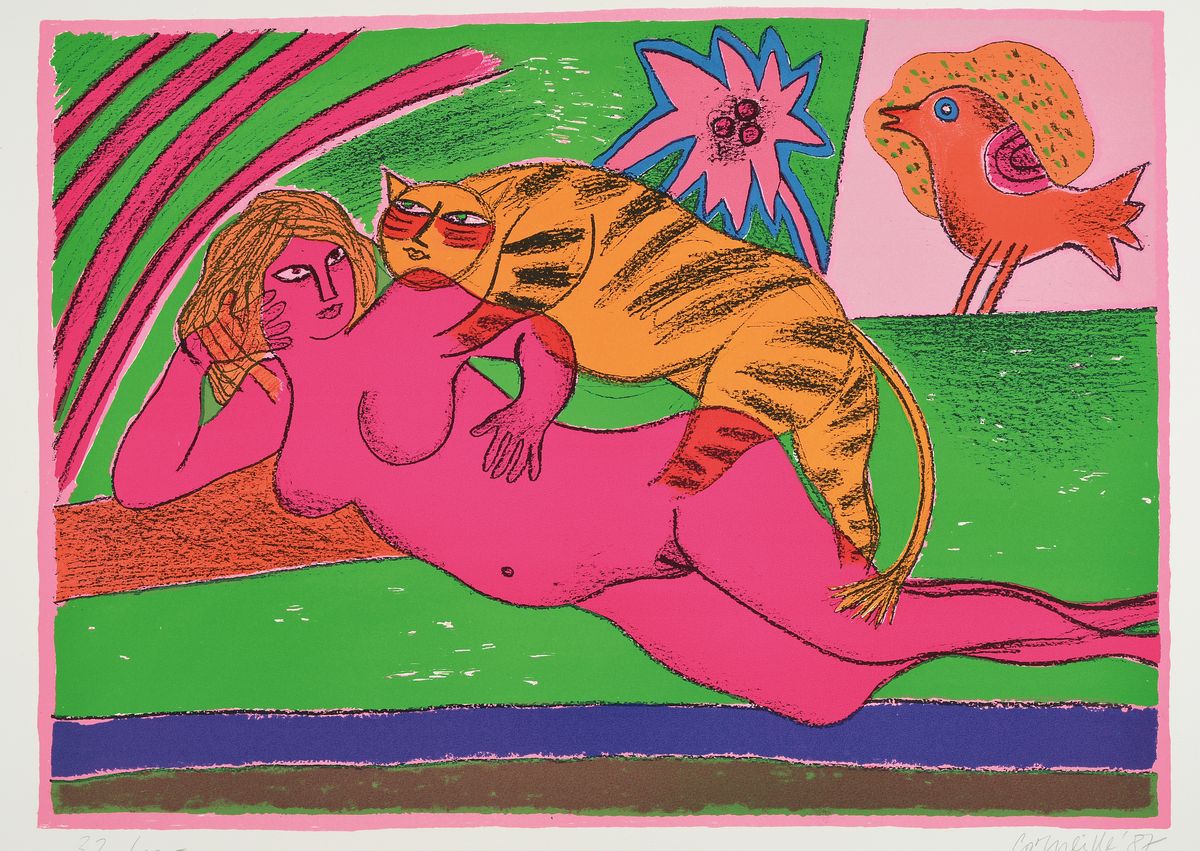 Detail c: Corneille, 1922-2010, Mappe mit 4 Farblithografien, aus der Edition Galerie Silkeborg, je sign., num. Blatt ca. 50x65 cm