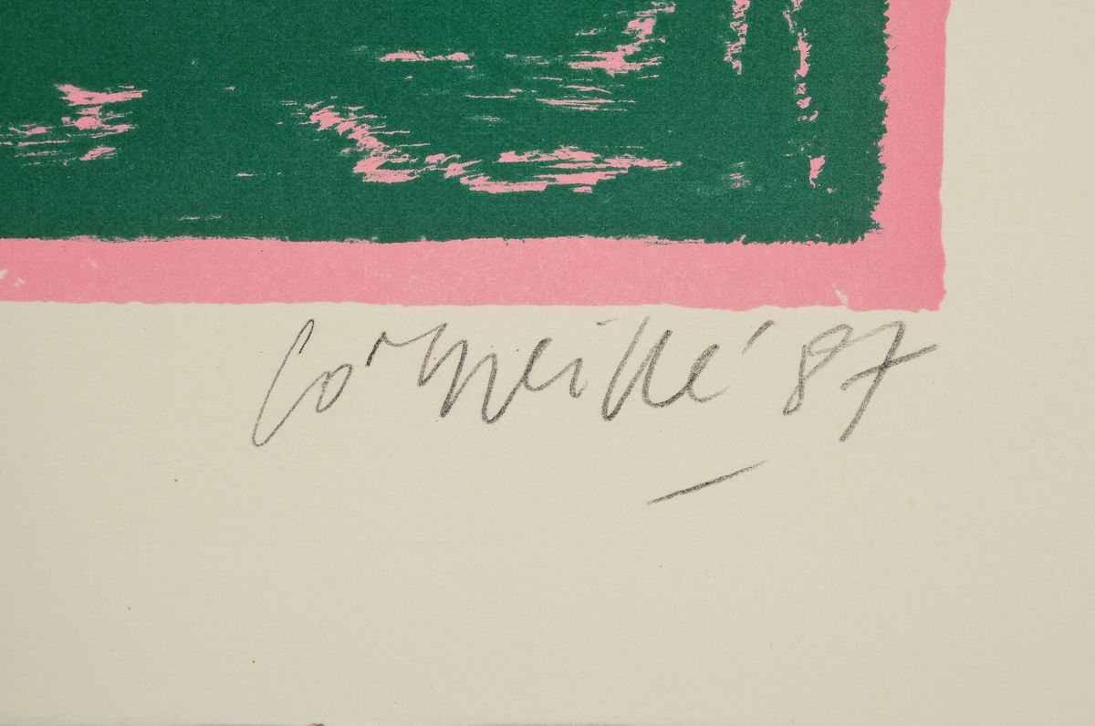 Detail d: Corneille, 1922-2010, Mappe mit 4 Farblithografien, aus der Edition Galerie Silkeborg, je sign., num. Blatt ca. 50x65 cm