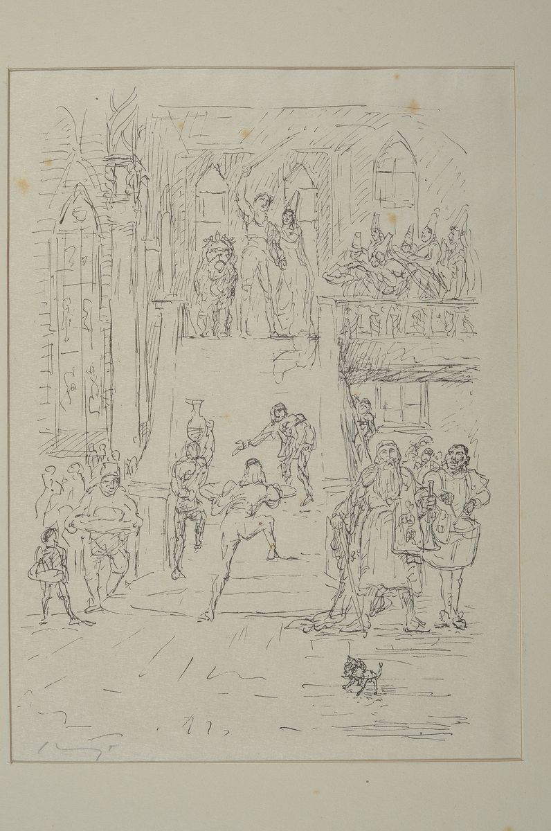 Detail k: Max Slevogt, 1868-1932, 2 Radierungen aus Der Königssohn der sich vor nichts fürchtete, beide handsigniert, Blattgr. ca. 31x24cm, einer gerahmt