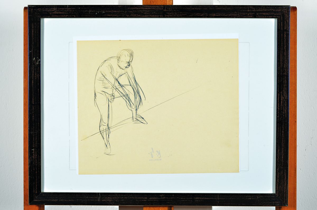 Detail k: Karl Hubbuch, 1891-1979 Karlsruhe, Ohne Titel, Tuschezeichnung auf Papier, rückseitig Nachlaßstempel, ca. 22x27cm, PP, u.Gl., R. ca. 33x44cm