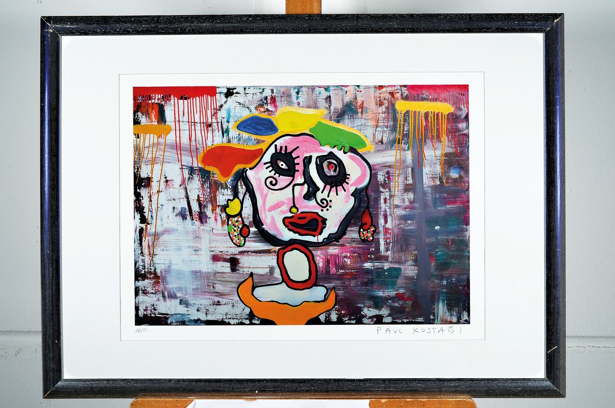 Detail k: Paul Kostabi, geb. 1962, Farbsiebdruck, handsigniert, num. 18/75, ca. 34.5x48cm, PP, u.Gl., R. ca. 55x76cm