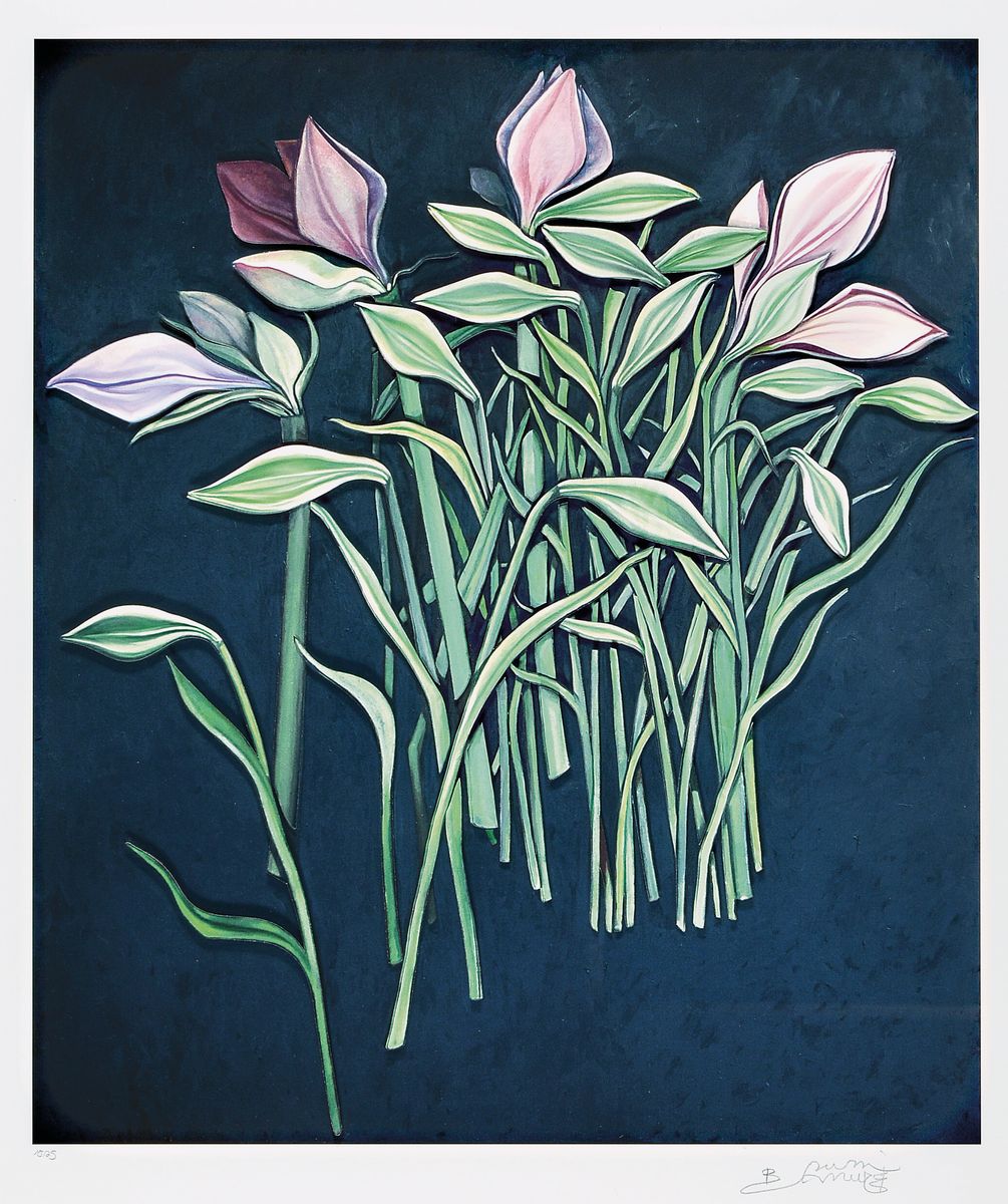 Bruno Bruni, geb. 1930 Gradara, Amaryllis, dreidimensionale Farblithographie, num. 15/25,handsigniert, ca. 48x40cm, PP, u.Gl., R. ca. 83x63cm